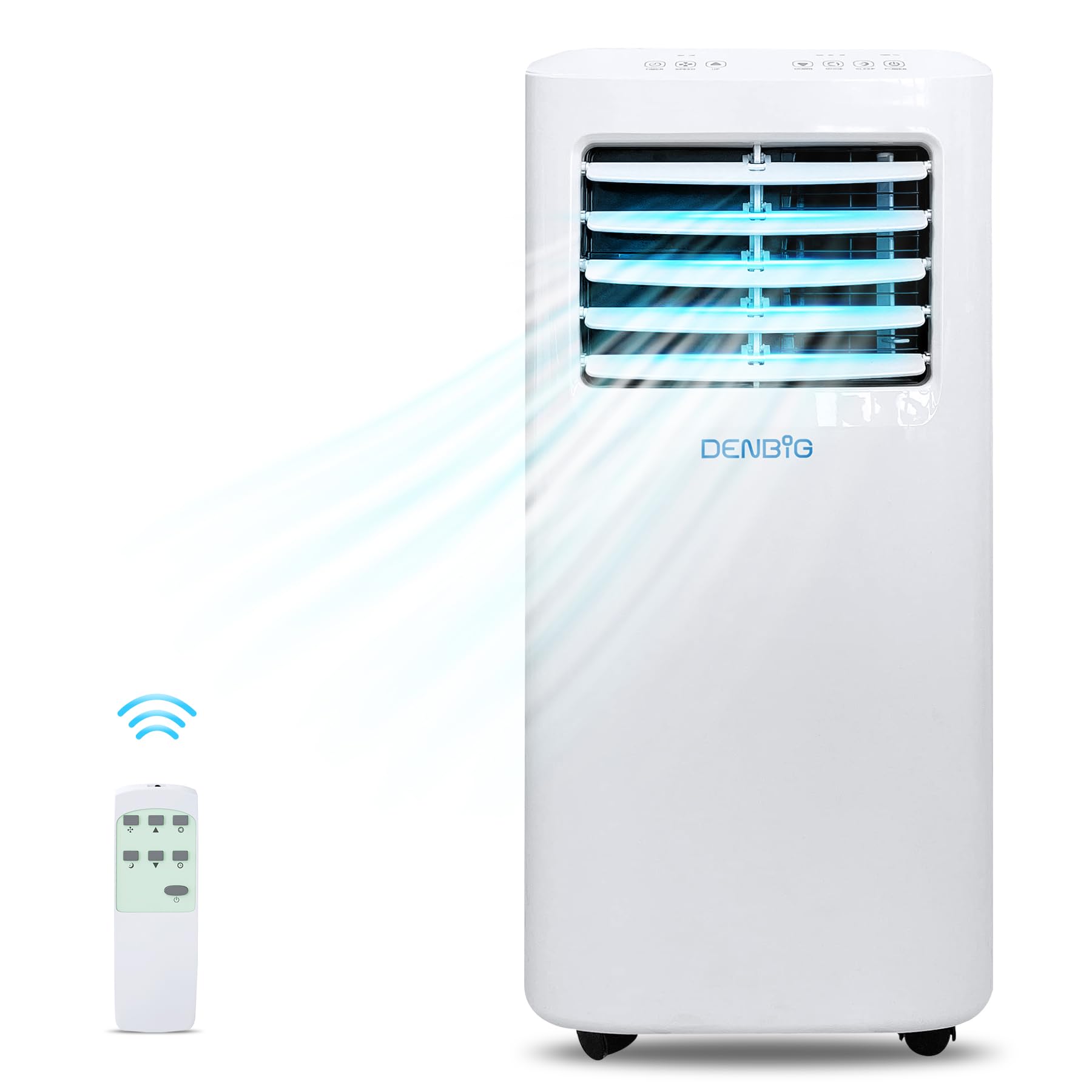 DENBIG Portable Air Conditioner 300-400 Sq. ft, 3-in-1 Air Conditioning, Dehumidifier and Cooling Fan with 2 Fan Speeds, Digital