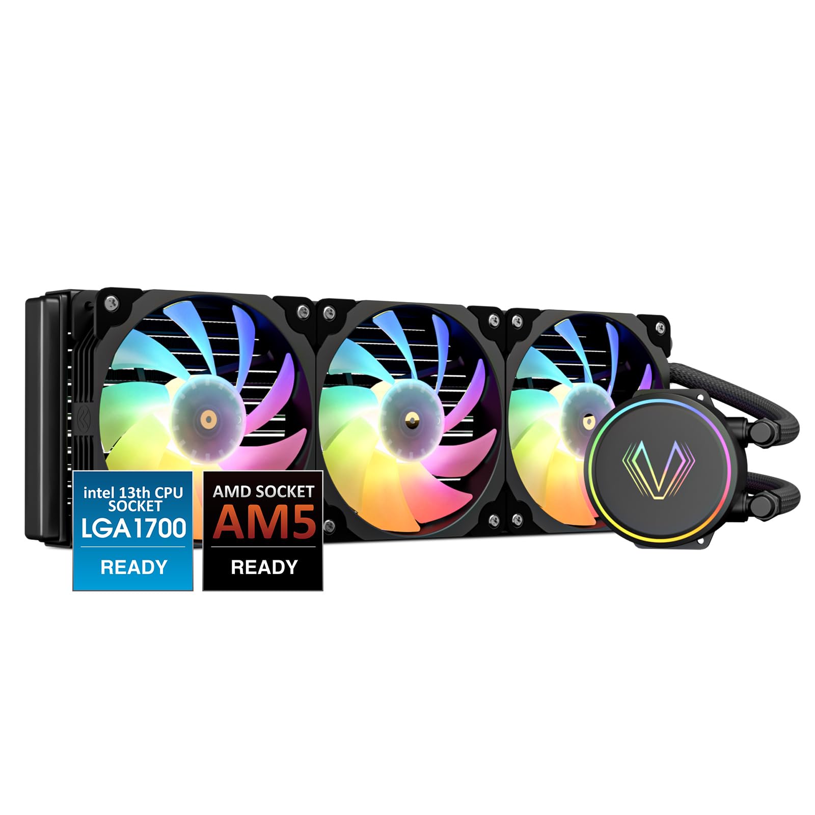 Vetroo V360 Liquid Cpu Cooler, 3X 120Mm Addressable Rgb & Pwm Fans/Pump, 360Mm Radiator 290W Tdp Aio Water Cooler W/Controller H