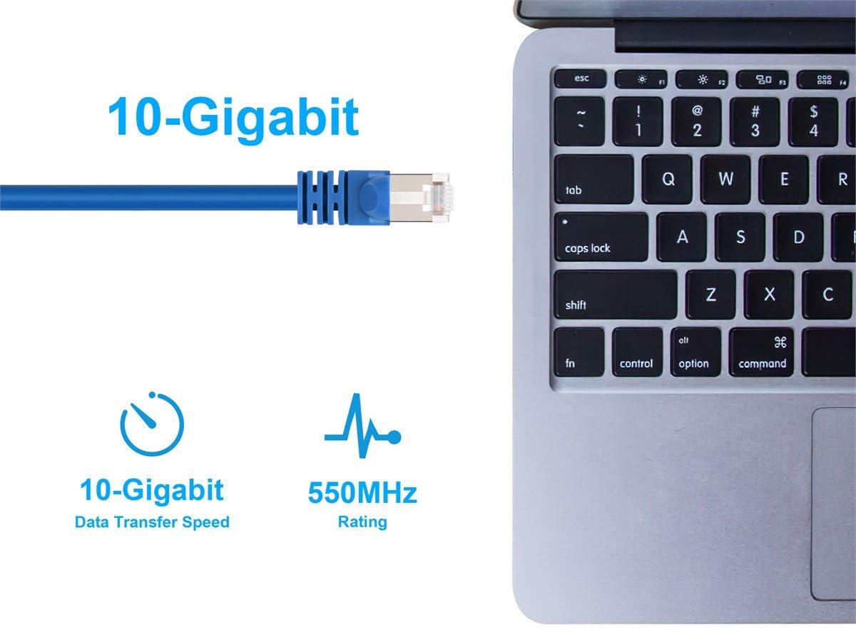 Monoprice 50Ft 24Awg Cat6A 500Mhz Stp Ethernet Bare Copper Network Cable   Blue