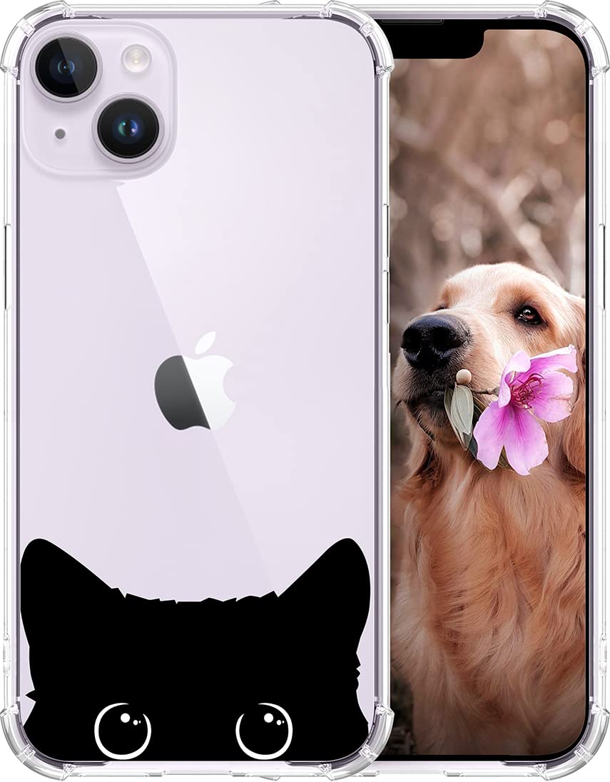 For Iphone 14 Case Clear With Design Cat   Ccfuncase Cover Compatible With Iphone 14 6.1 In Black Cat Ears Lovely Kawaii Design