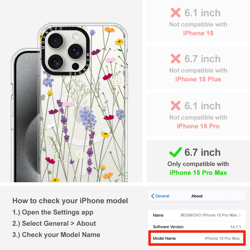Mosnovo Case For Iphone 15 Pro Max, [Compatible With Magsafe] [Buffertech 6.6Ft Military Grade Drop Protection] [Anti Peel Off T