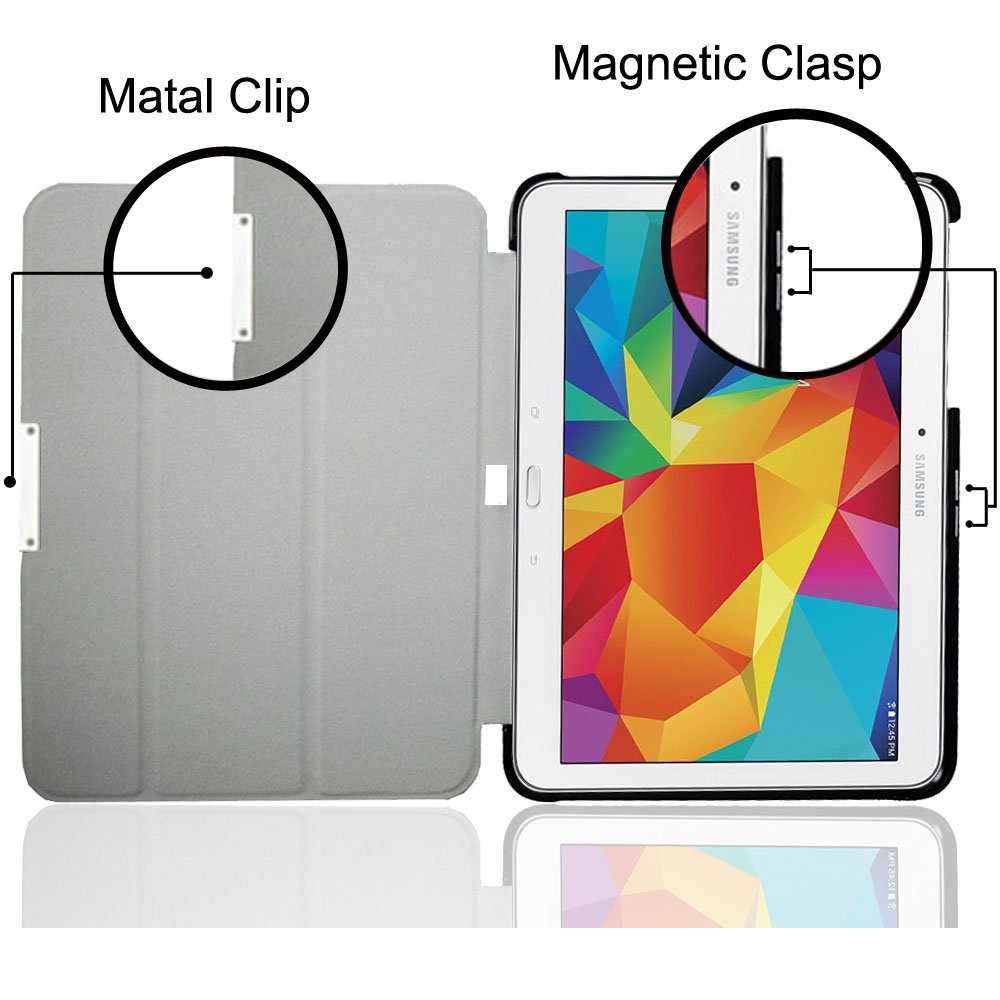 Kuesn Sm-T530 T531 Smart Cover Case For Samsung Galaxy Tab 4 10.1 Tablet Ultra Slim Flip Folio Pu Leather Stand Case With Magnet