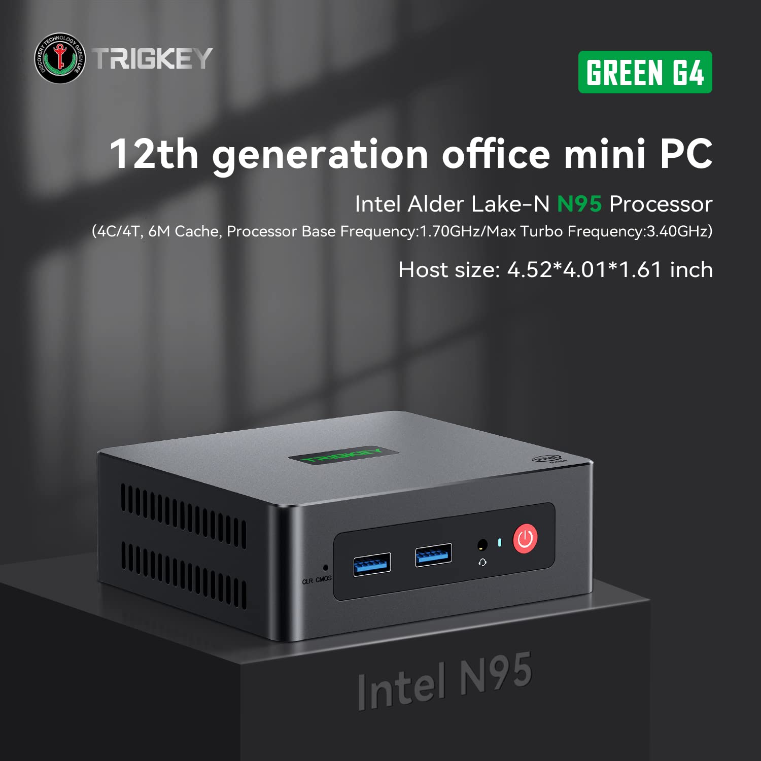 Trigkey Mini Pc Intel Alder Lake N95 Desktop Computer (Up To 3.4Ghz) 16G Ddr4 500G Ssd Green G4 Low Power Business Computer/Wifi