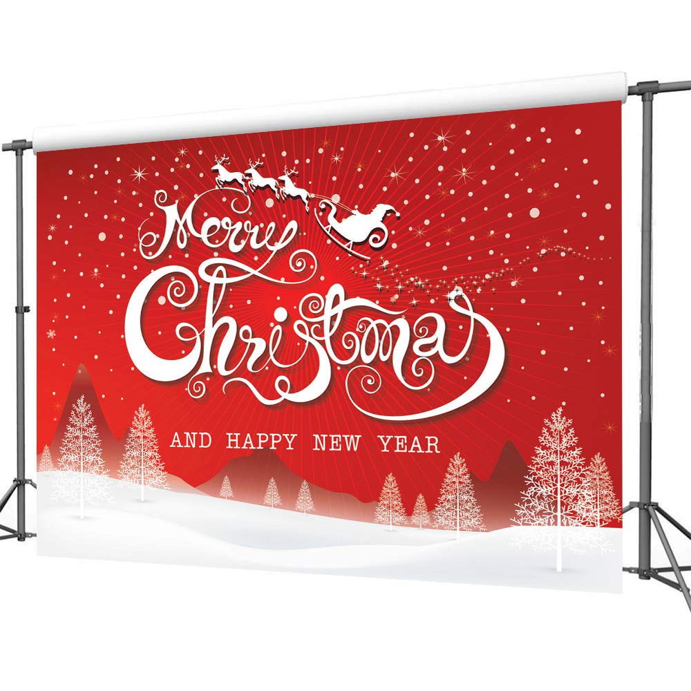 Lywygg 7X5Ft Merry Christmas Backdrops For Photography Snowflake Microfiber Photo Background Red Photo Happy New Year Booth Back