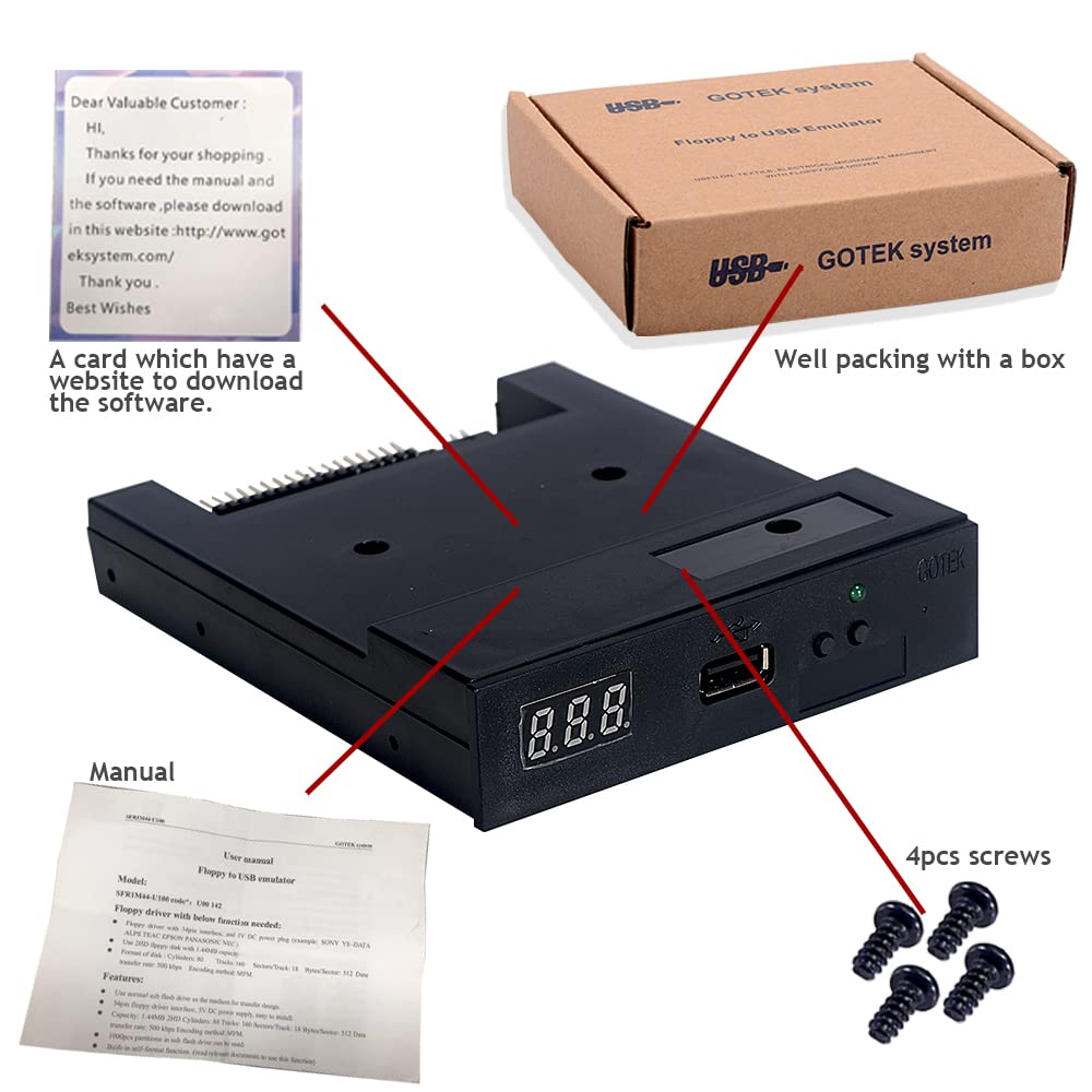Gotek Sfr1M44 U100 3.5 Inch 1.44Mb Usb Ssd Floppy Drive Emulator Black