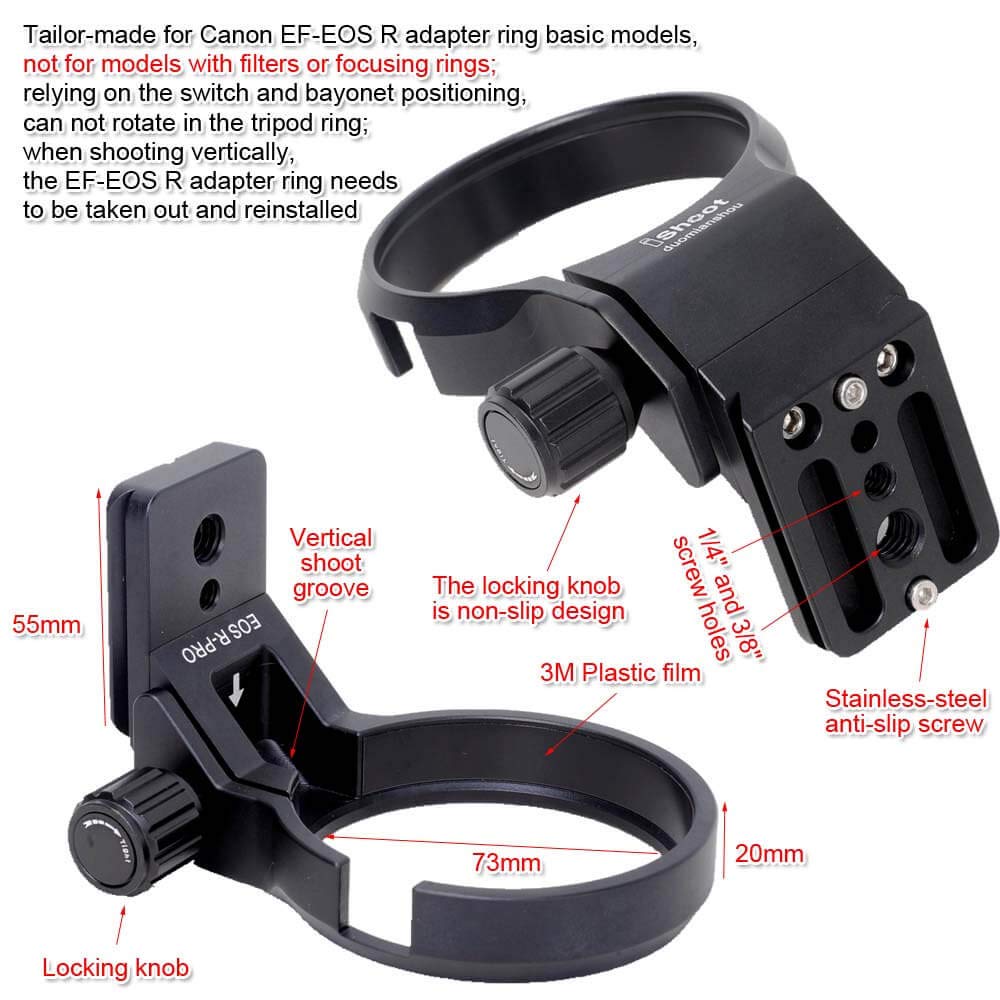Ishoot Lens Collar Tripod Mount Ring Compatible With Canon Ef Eos R Mount Converter Adapter Ring Basic Model, Lens Support Holde