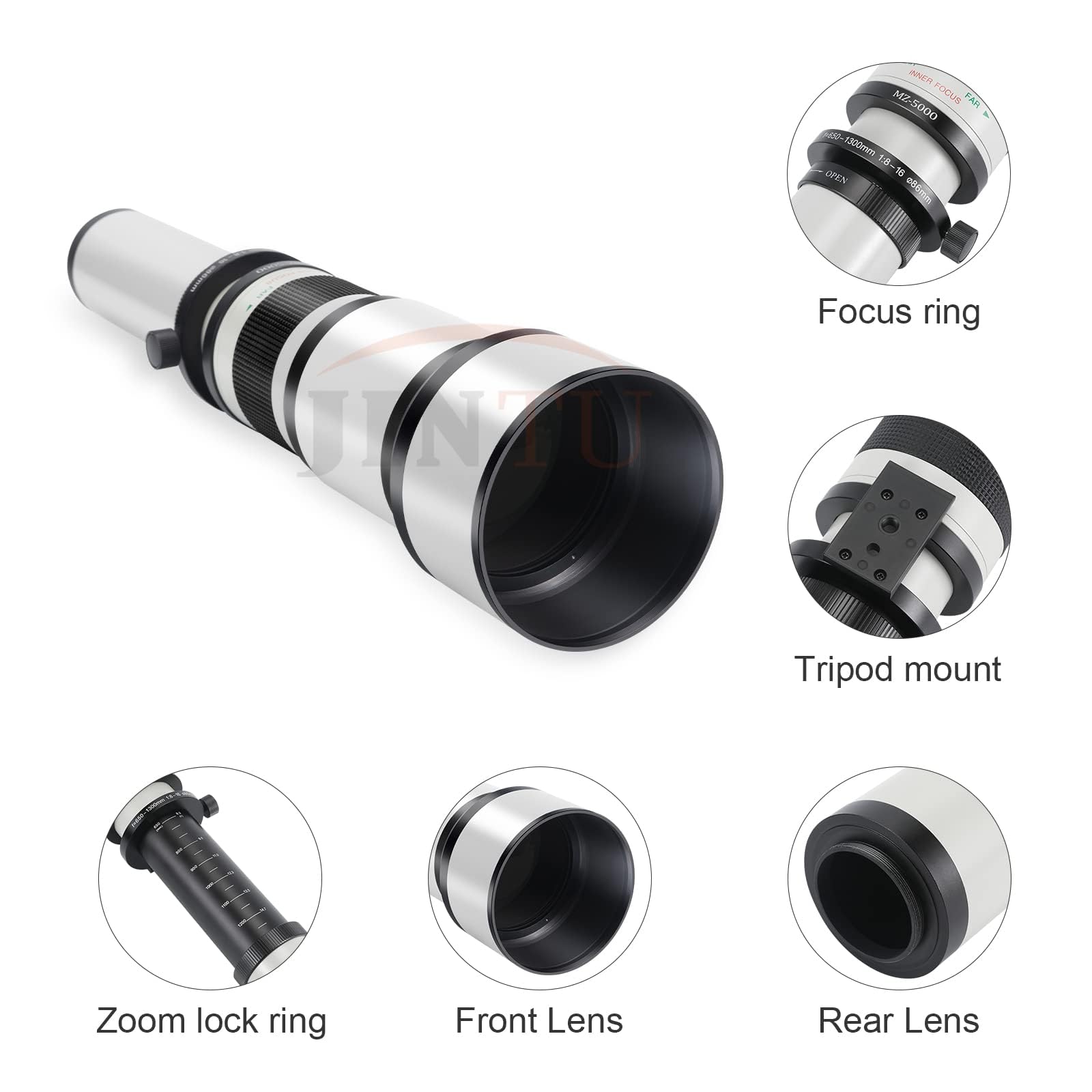 Ef/Ef S 650 1300Mm F/8 Telephoto Zoom Lens Manual Cameras Lenses+ T Mount For Canon Slr Cameras T8I/T7I/T7/T6S/T6I/T6/T5I/T5/T4I/T3I/T3/T2I/60D 4000D 2000D 90D 5D Iii /250D/750D/760D/1200D/1300D/6D