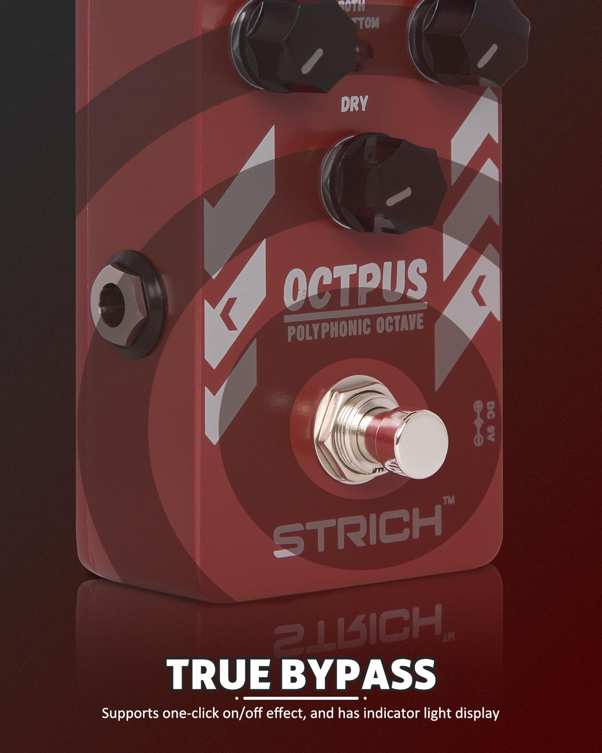 Strich Polyphonic Octave Guitar Pedal, Digital 3 Modes Octave Shifter With Top/Both/Bottom Selection, Compact & Practical Alumin
