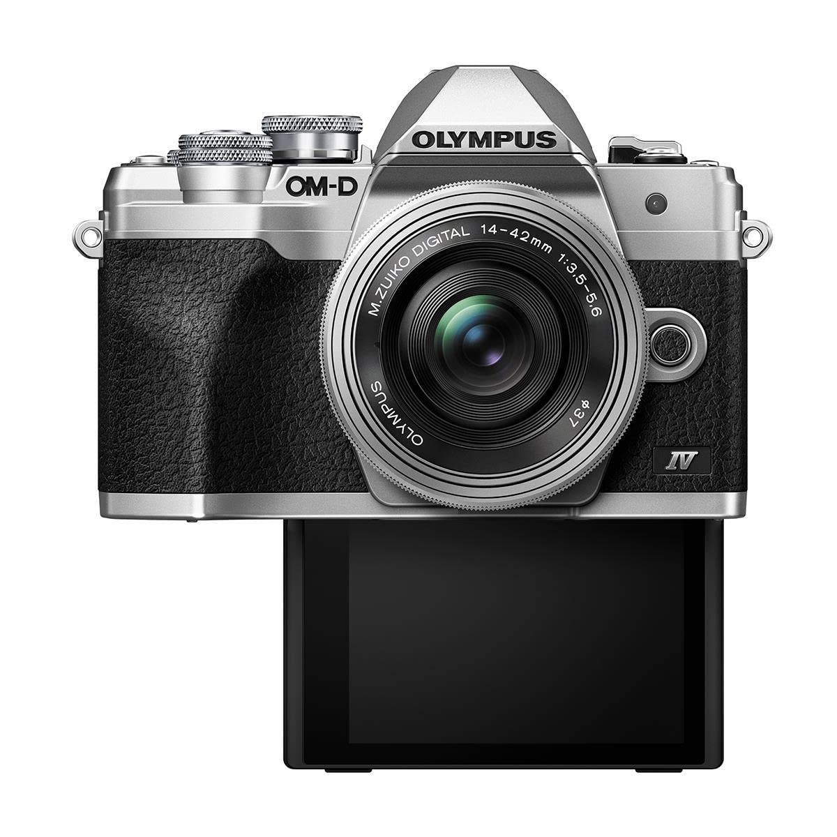 Olympus Om D E M10 Mark Iv Camera With M.Zuiko Digital Ed 14 42Mm F3.5 5.6 Ez Lens, Silver