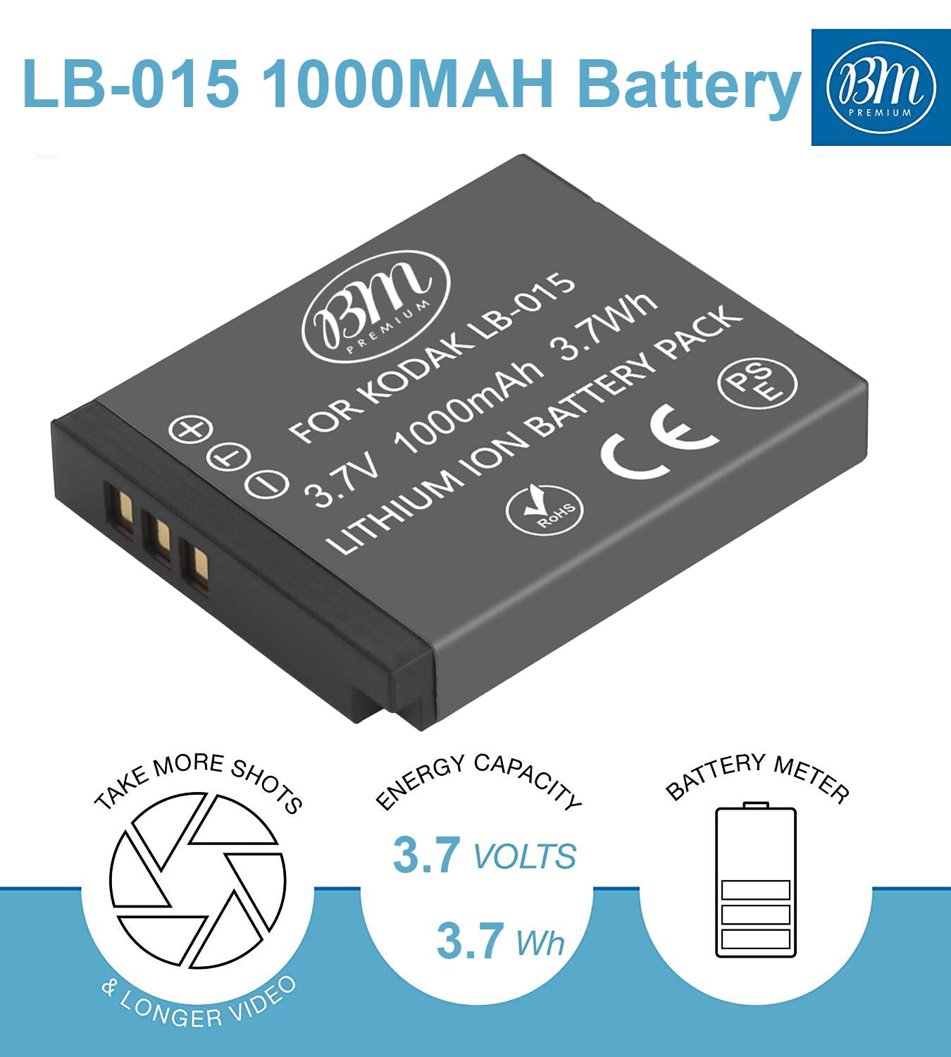 Bm Premium Lb 015 Battery For Kodak Pixpro Wpz2 Digital Camera