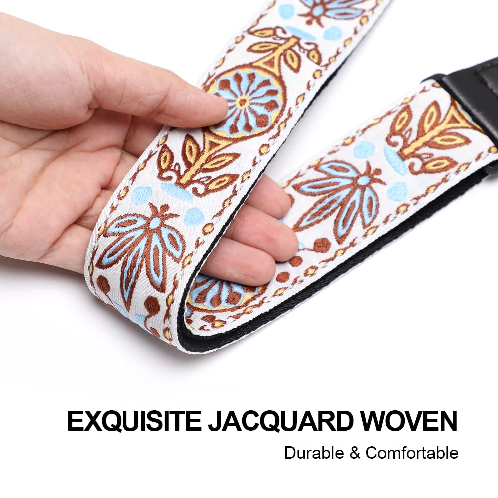 IHOBOR Ukulele Strap, Adjustable Double J Hook, Jacquard Dandelion, Fits Most Standard Uke Sizes, Easy to Use, 1.57" Size