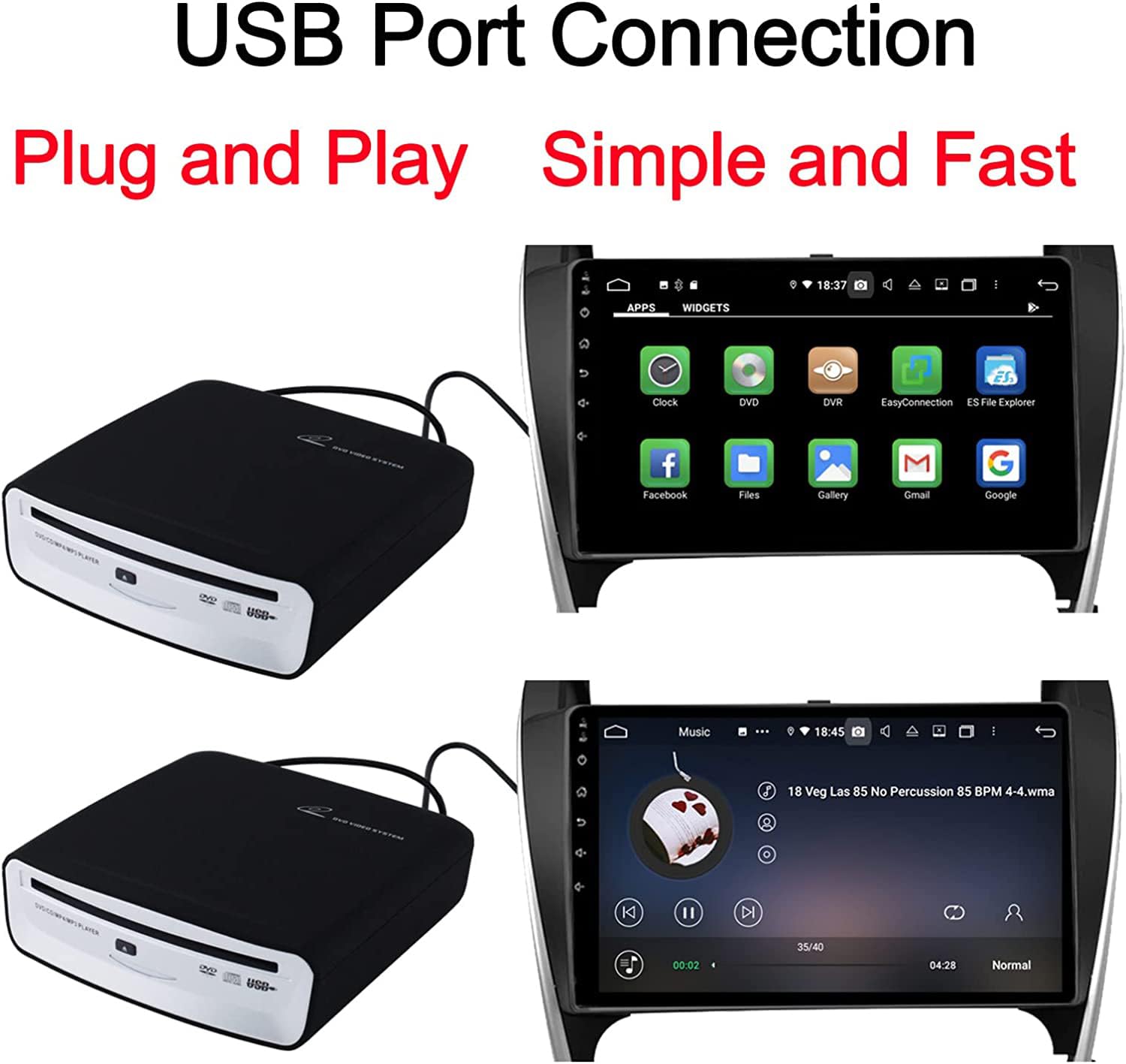Usb External Car Universal Connection Portable Cd Player For Car Android Navigation/Tv/Laptops Desktops With Usb Port Plug And P