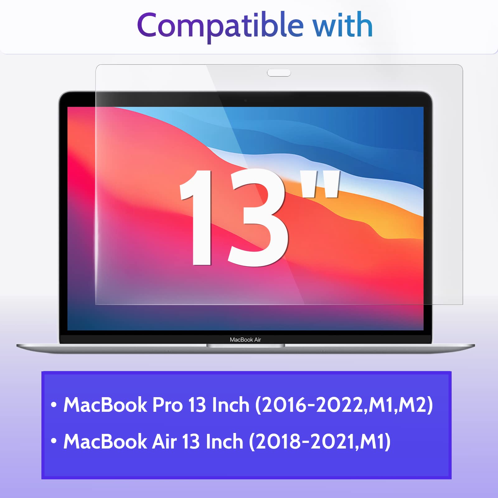 Peslv 3 Pack Anti Blue Light Screen Protector For Macbook Pro 13 Inch(2016 2022,M1,M2)&Macbook Air 13In(2018 2021,M1), 13.3'' Ma