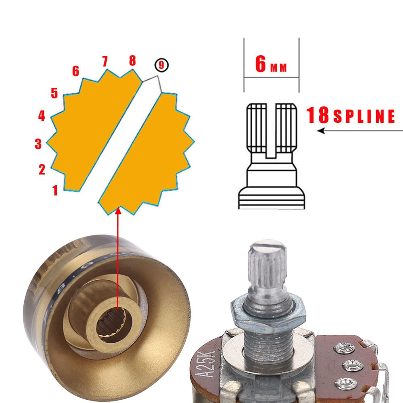 Xiyangjuan 4Pcs Electric Guitar Knobs Gold Black Speed Volume Tone Control Knobs For Les Paul Strat Style Guitar Bass Parts Repl