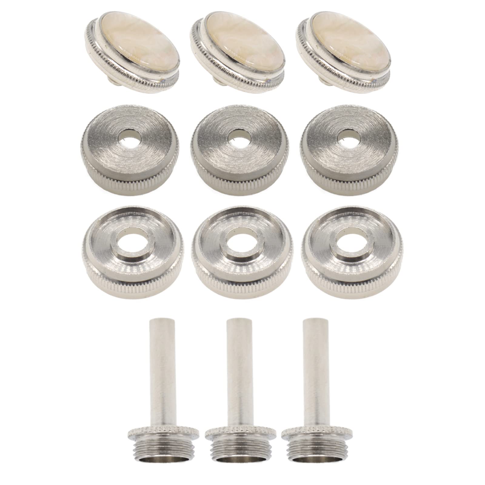 Cheerock Trumpet Repair Kit, Trumpet Repair Replacement Parts, Silver Trumpet Valve Cap Buttons Trumpet Valve Spring Screw Parts