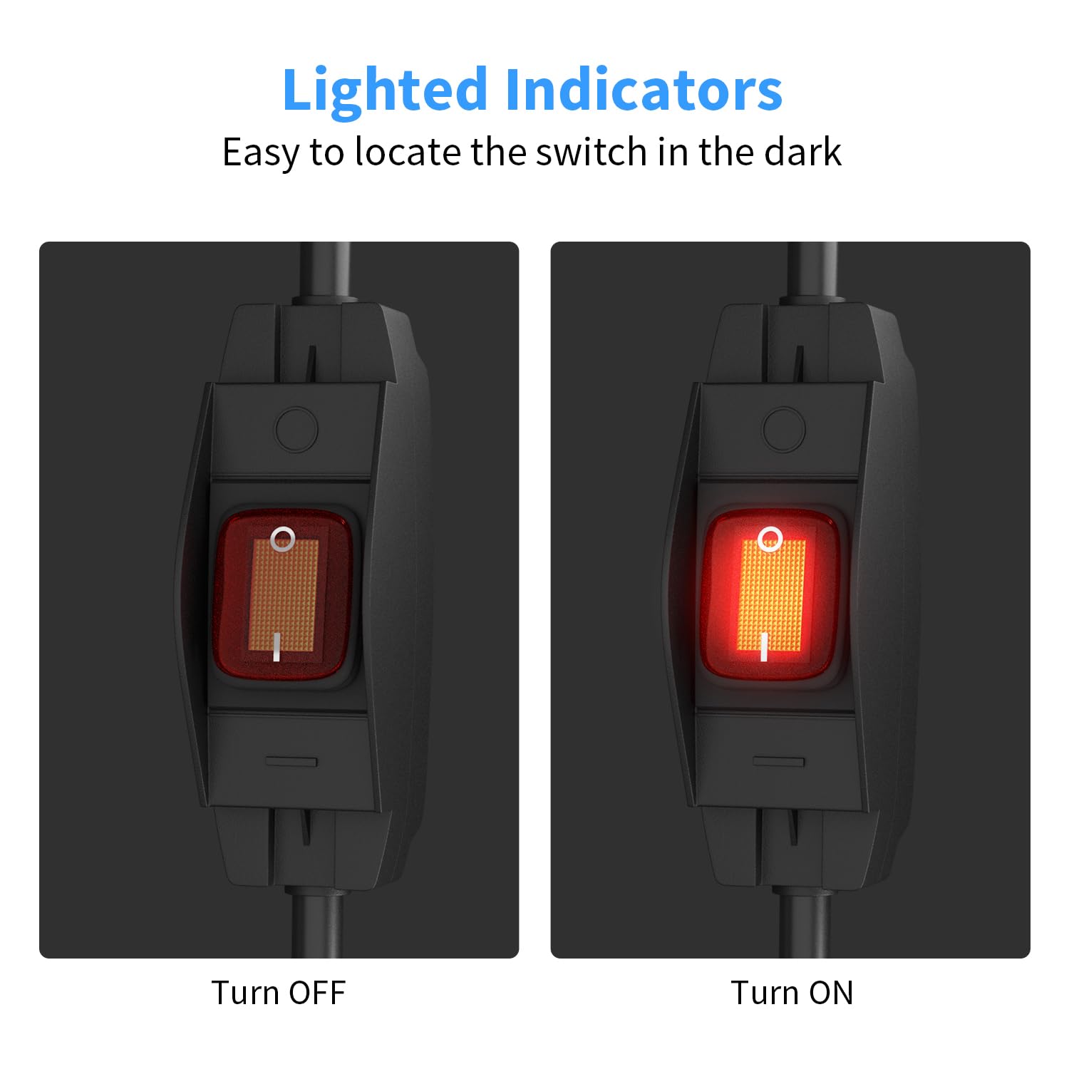 Firmerst 1875W Outdoor Extension Cord With Switch Waterproof Black 10 Feet