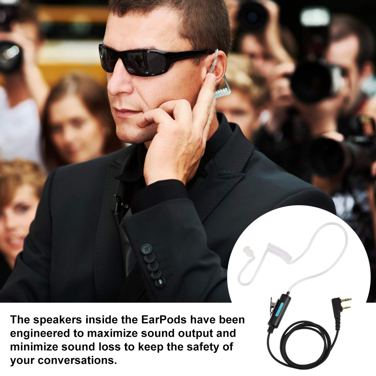 Samcom Walkie Talkies Earpiece With Mic Ptt 2 Pin K Head Acoustic Tube Headset Earphone Surveillance Covert Air Tube Ear Piece Fpcn30A Fpcn10A Radios