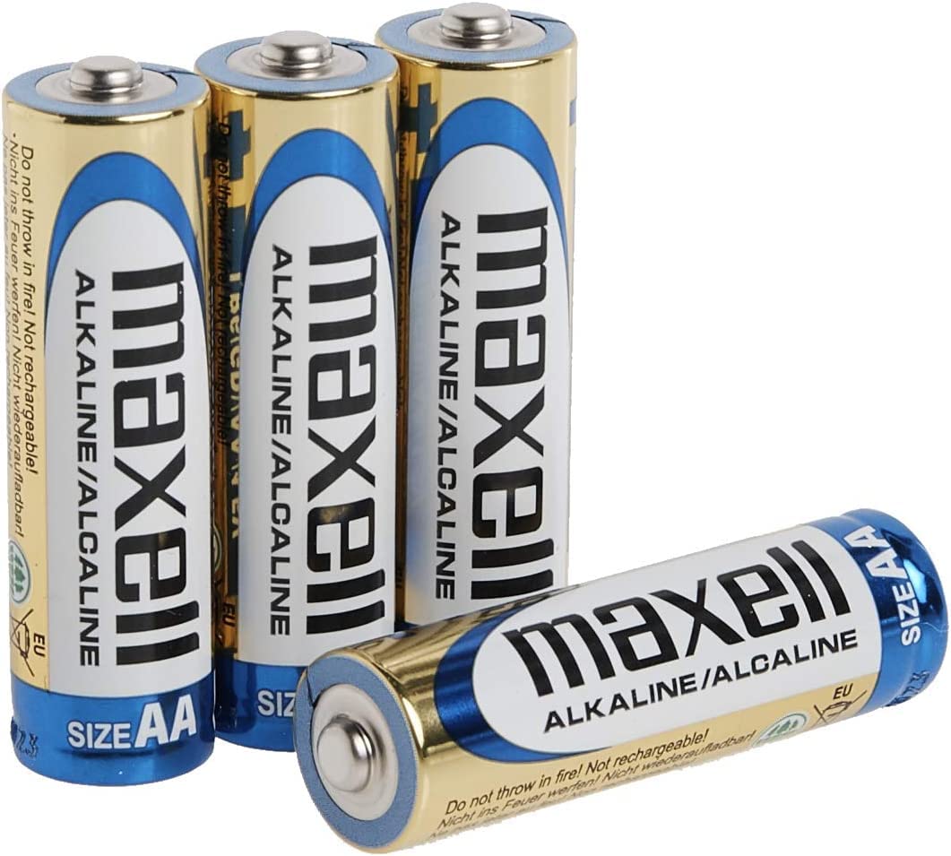 Maxell 723465 AA Alkaline Batteries 1.5V Long-Lasting Mercury-Free 4 Pack