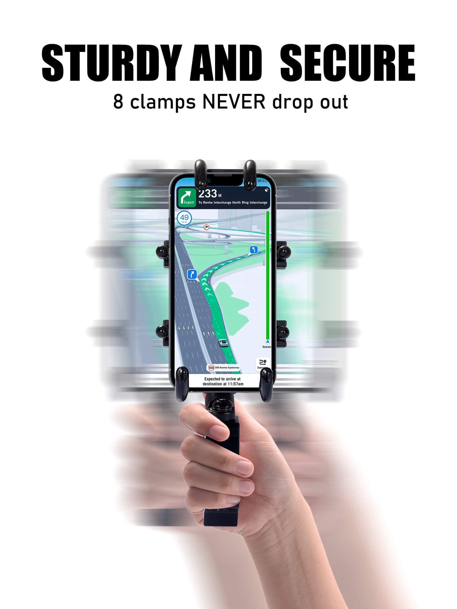 Zidiyoruo Anti Vibration Phone Holder For Utv/Sxs Off Road Riding, One Hand Operation Aluminum Heavy Duty Cell Phone Mount, Easy