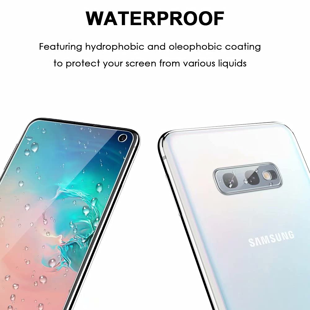 [2+2 Pack] Mp Mall 2 Pack Tempered Glass Screen Protector + 2 Pack Camera Lens Protector Compatible For Samsung Galaxy S10E, Not Fit For Galaxy S10 Or S10 Plus, Installation Frame 9H Hardness