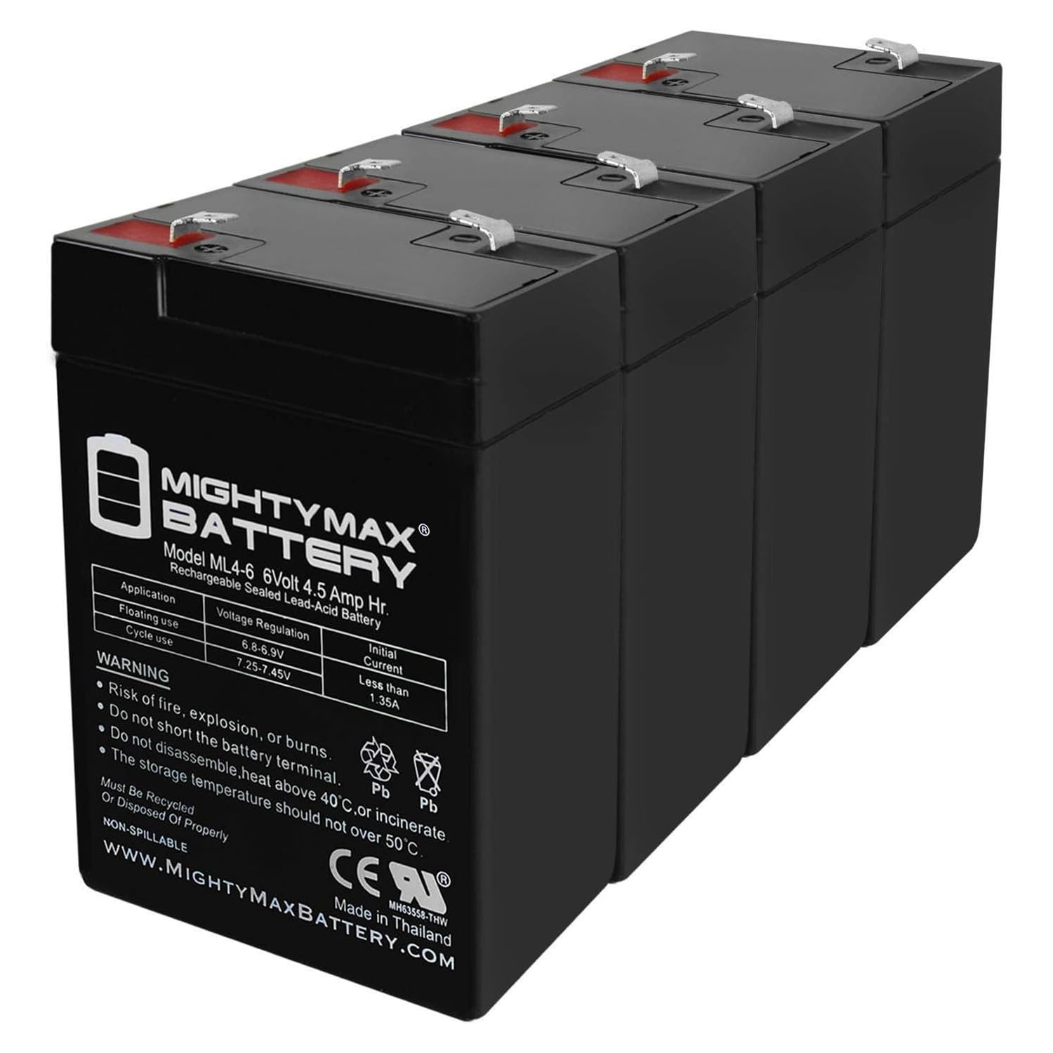 Mighty Max Battery Ml4 6   6 Volt 4.5 Ah Sla Battery   4 Pack