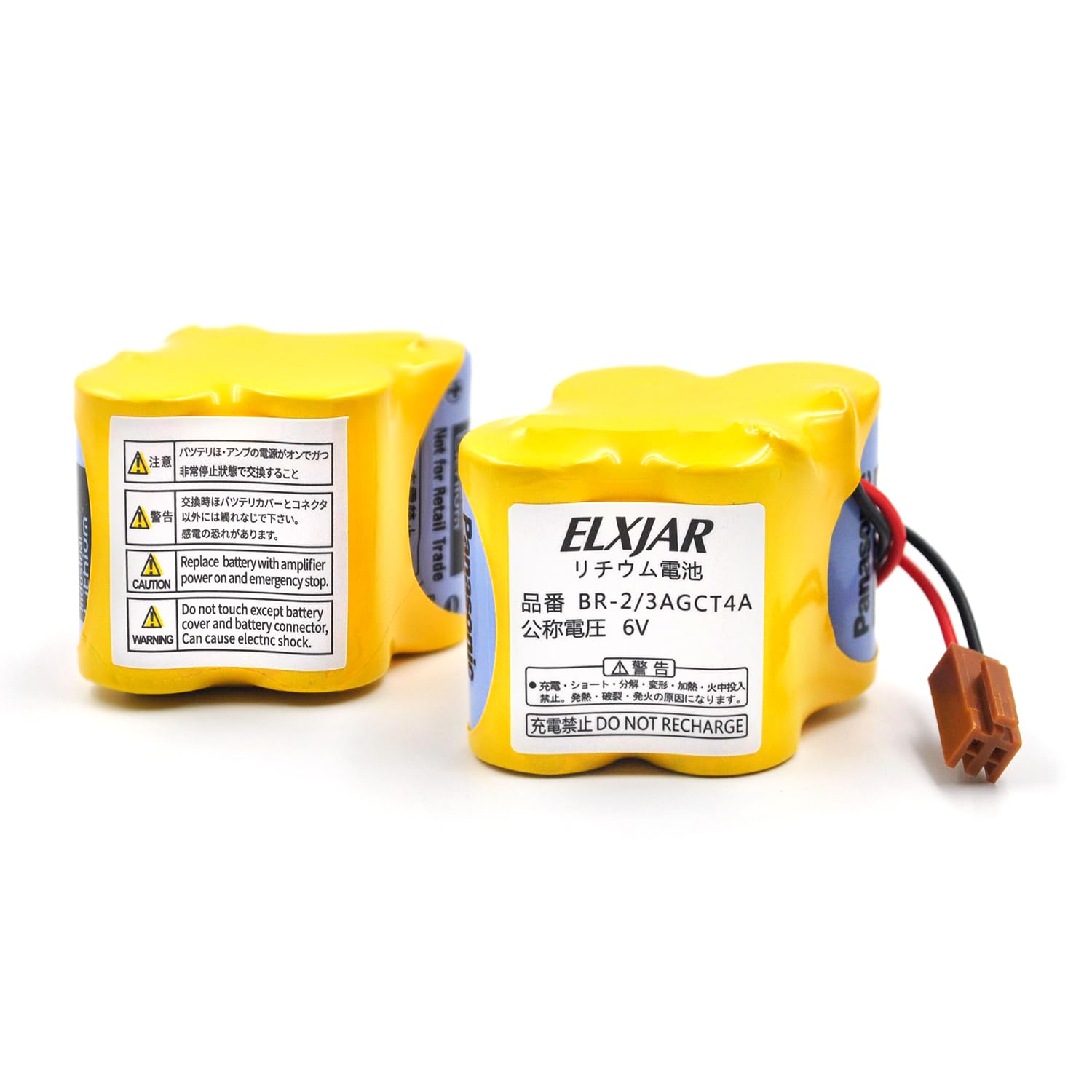 Elxjar (2 Pack) Br 2/3Agct4A 6V 4400Mah Replacement Battery For Panasonic Fanuc Controls, Plc Computer Ge Fanuc 18T Series, A98L
