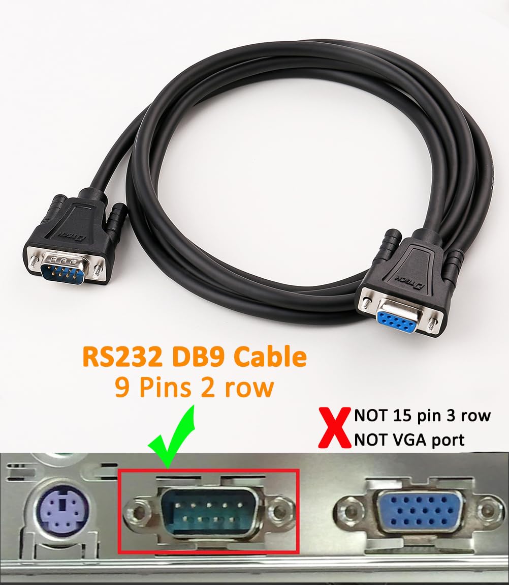 Dtech Db9 Rs232 Serial Cable Male To Female Null Modem Cord Full Handshaking 7 Wire Crossover For Data Communication Computer Sw