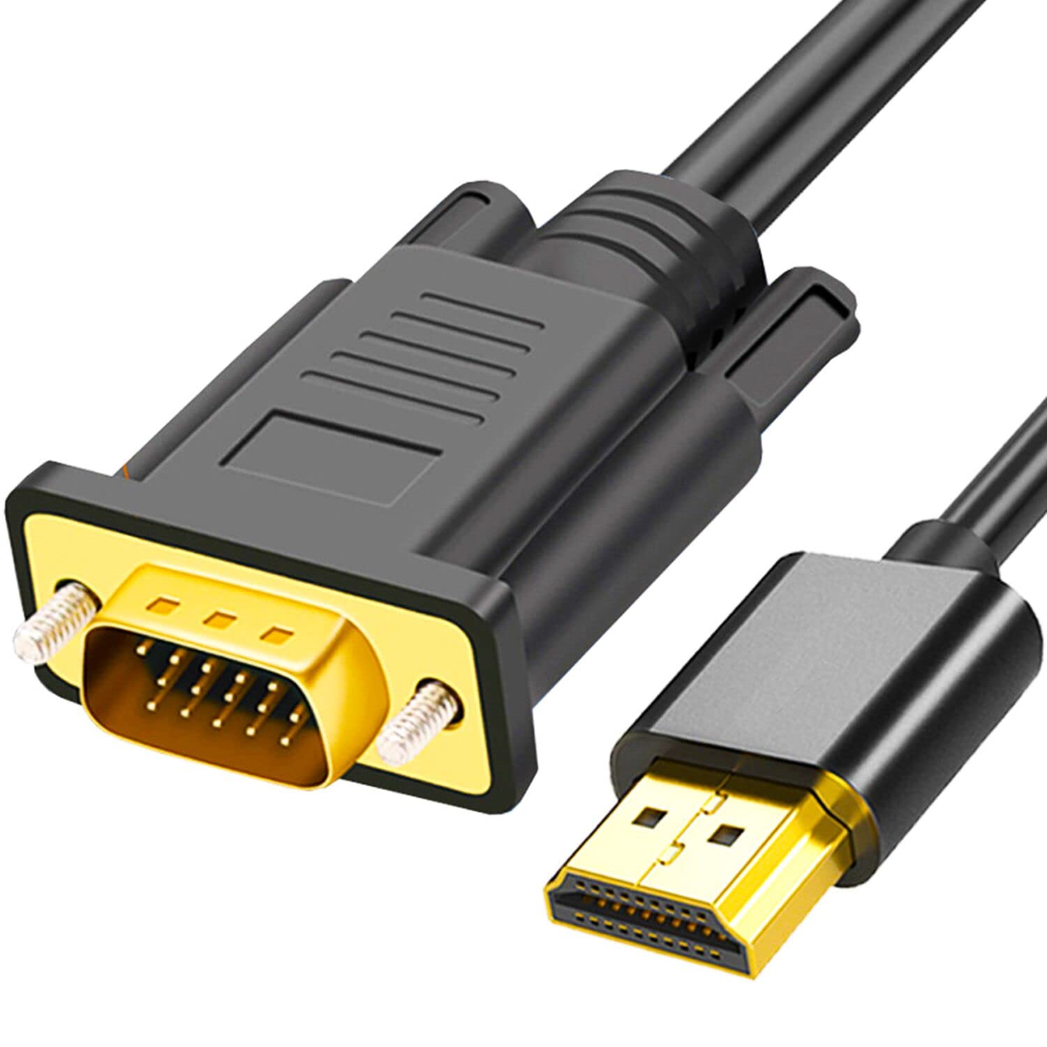 Akwor Hdmi To Vga, 6Ft Gold Plated Hdmi To Vga Cable (Male To Male) Compatible For Computer, Desktop, Laptop, Pc, Monitor, Projector, Hdtv, Raspberry Pi, Roku, Xbox And More