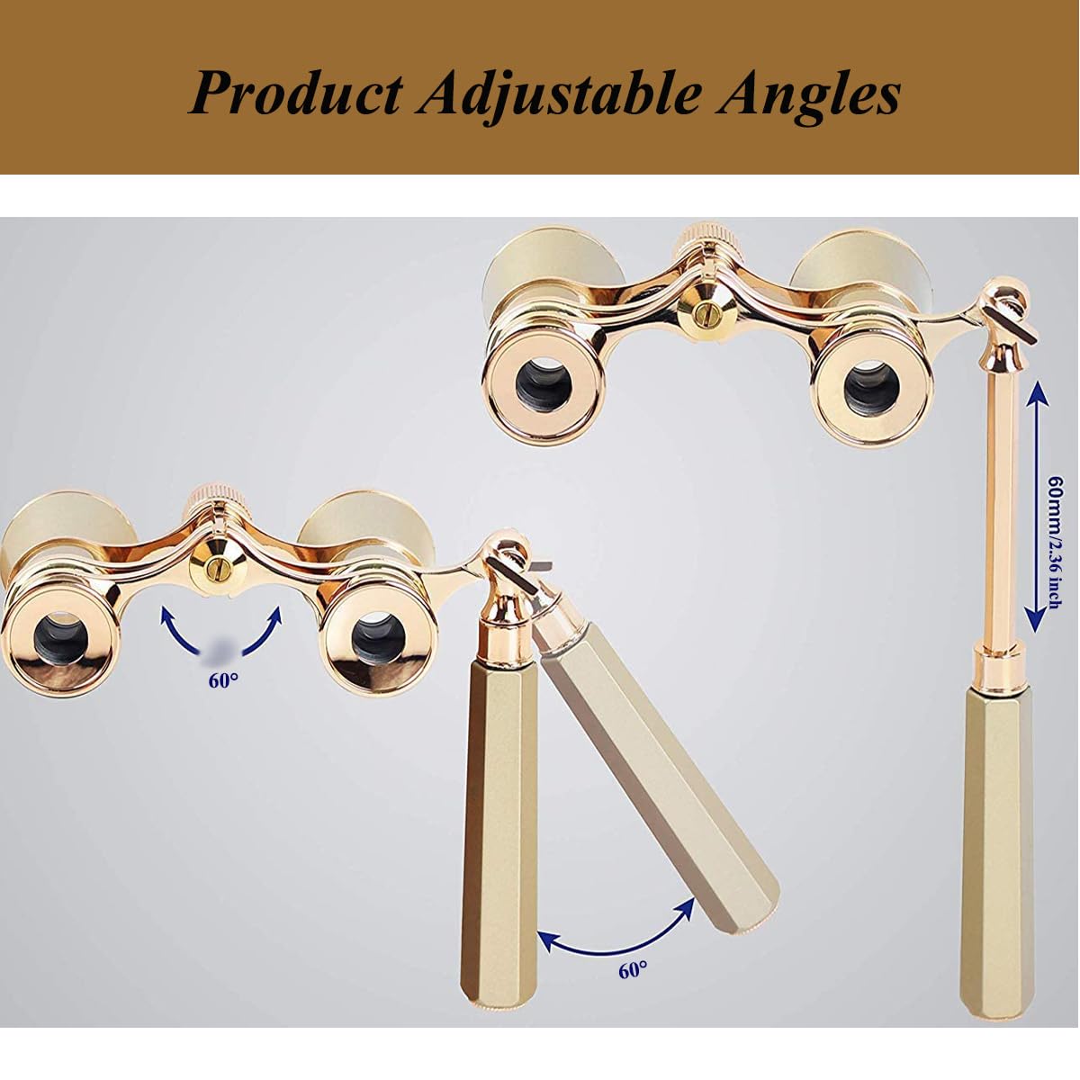 Binocular Telescope 3    25,Foldable Handle,Compact Lightweight With Chain,Opera Glasses With Handle For Women And Children (Gol