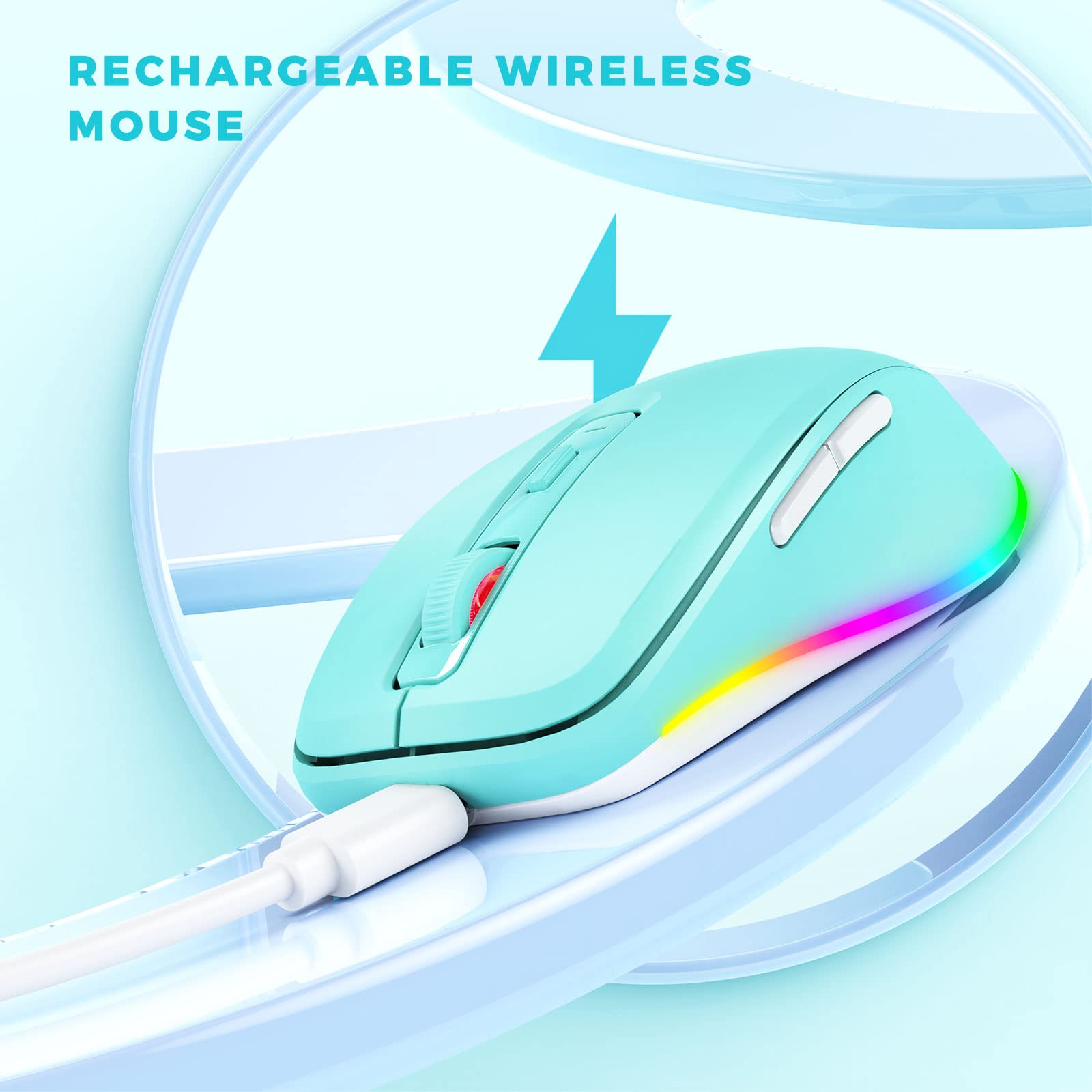 Peious Wireless Mouse, Mouse Jiggler   Led Wireless Mice With Build In Mouse Jiggler Mover, Rechargeable Moving Mouse For Comput