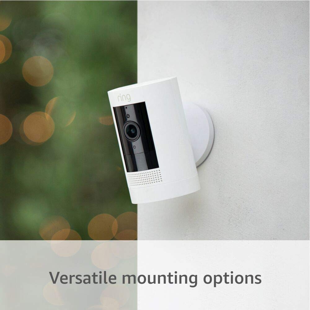 Ring Stick Up Cam - Weather-Resistant Outdoor Camera, Live View, Color Night Vision, Two-Way Talk, White, Model 5UM7E5