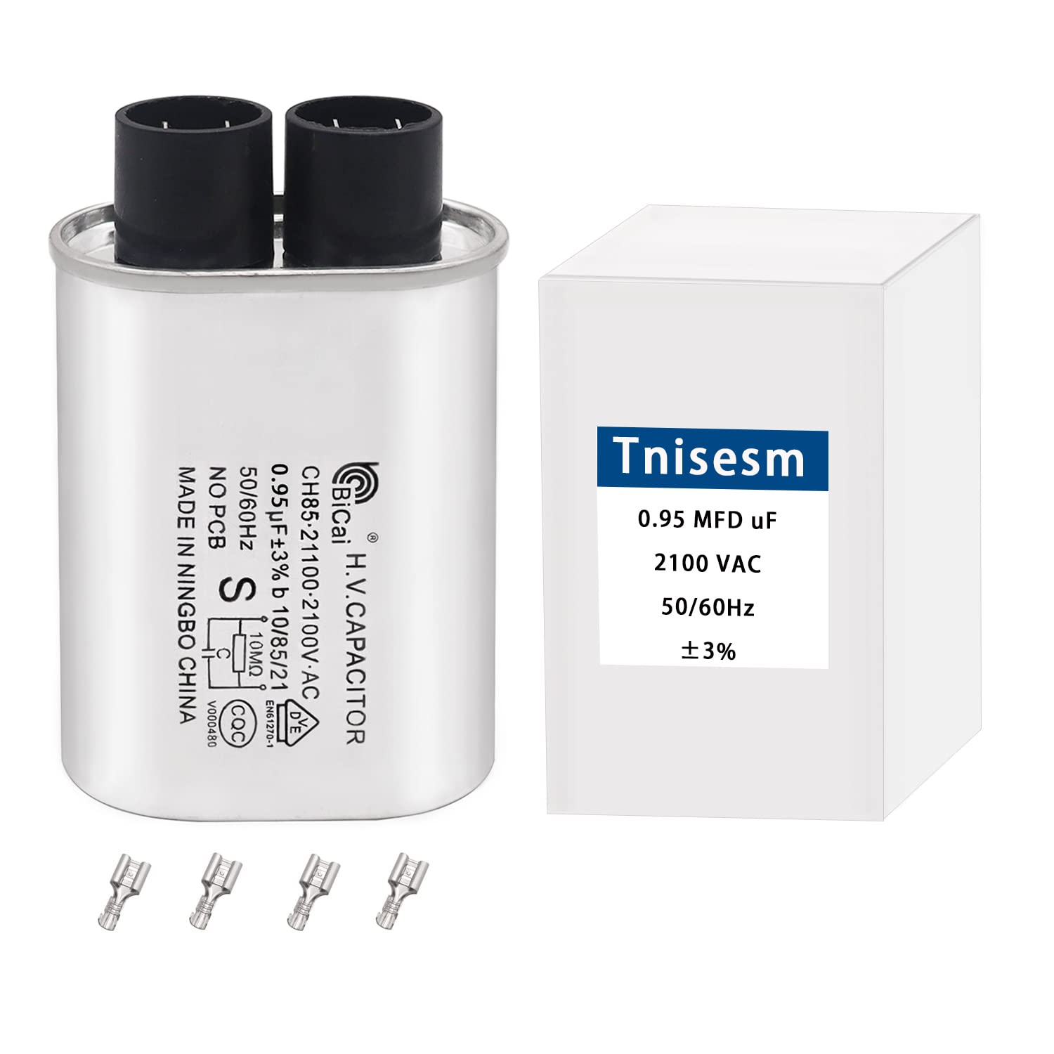 Tnisesm Microwave Capacitor 0.95Uf 2100V, High Voltage Capacitor 1/4'' Standard Terminal Connection Pin, Compatible With Whirlpo