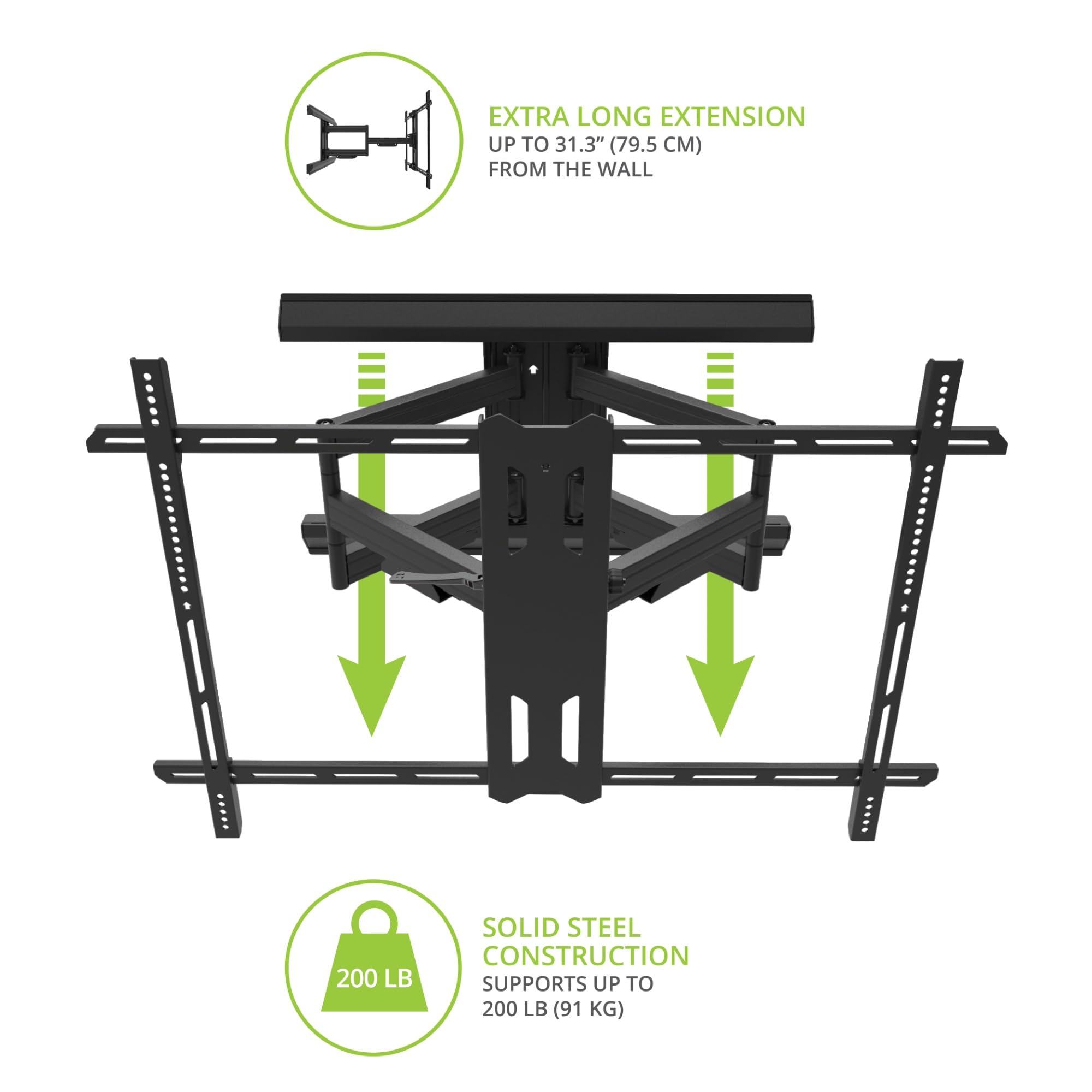 Kanto Pmx800 Pro Series Full Motion Articulating Tv Wall Mount For 55''   120'' Tvs | Adjustable Horizontal Offset | Integrated