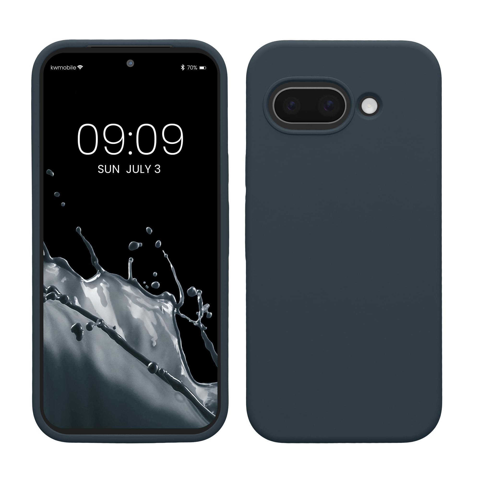 kwmobile Case Compatible with Google Pixel 9a Case - TPU Silicone Phone Cover with Soft Finish - Dark Slate