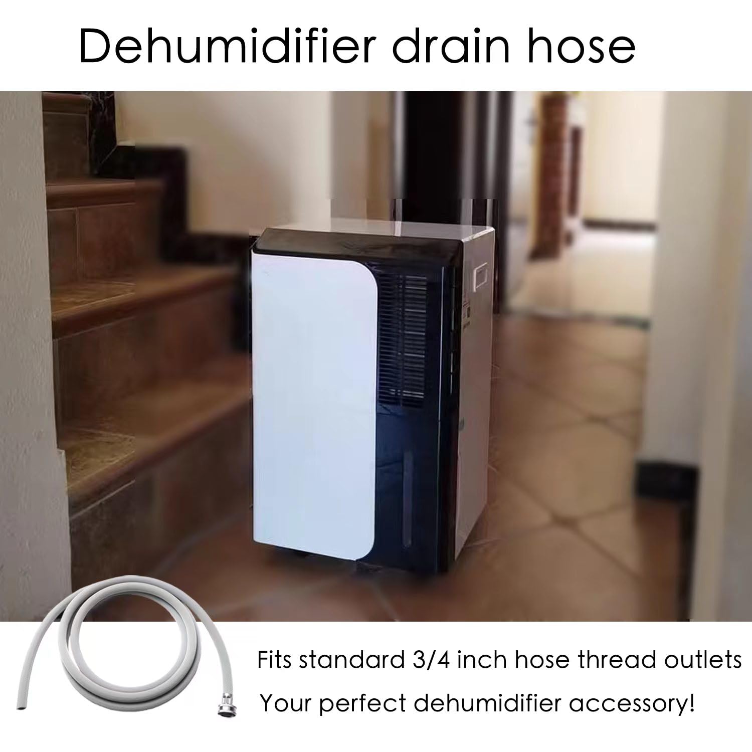 Dehumidifier Hose For Drainage 3/4'' Fht, With Premium Brass Connectors (7Ft)