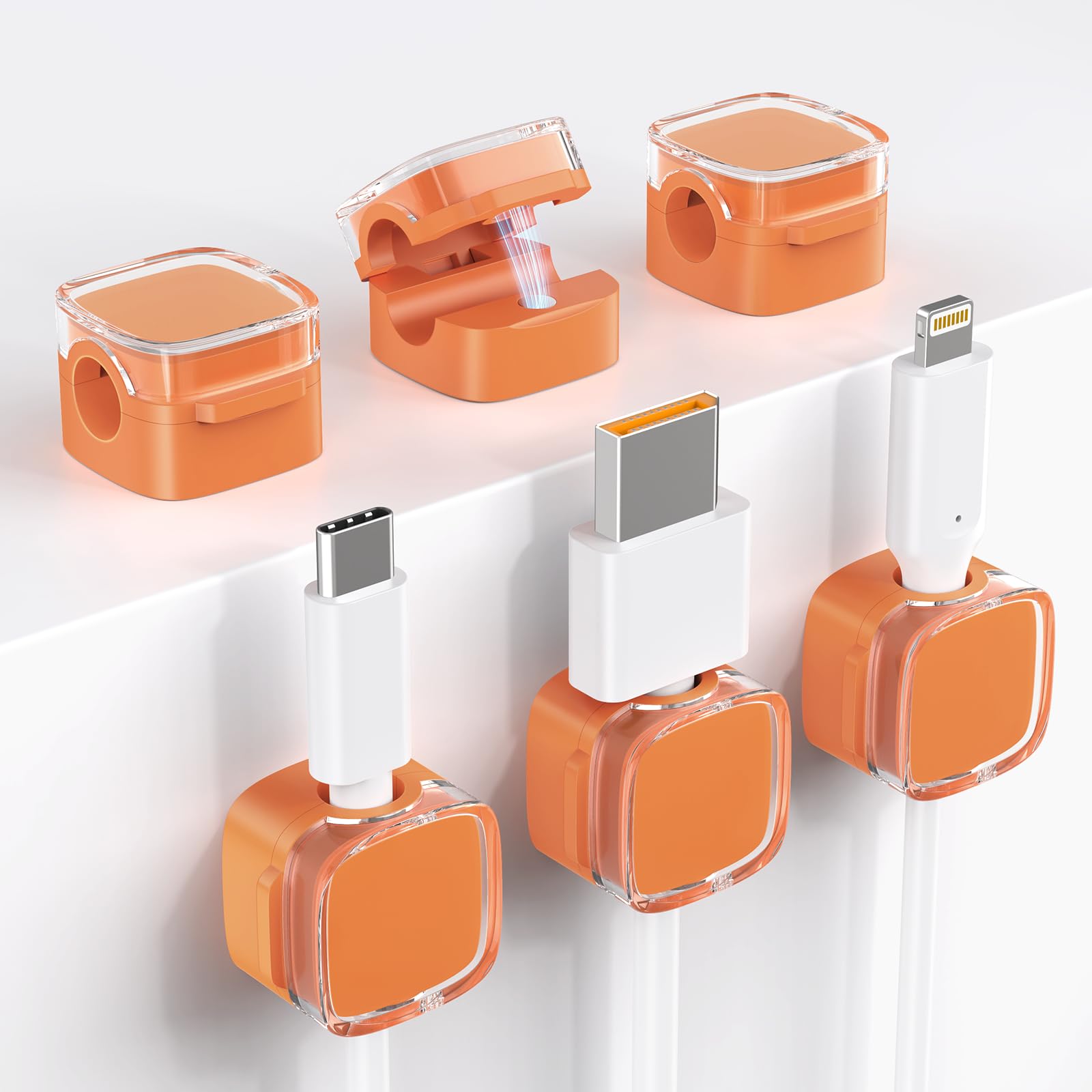 Cord Organizer, 6 Pack Magnetic Cable Clips Under Desk Cable Management, Strong Adhesive Wire Holder Keeper For Office Home Kitc