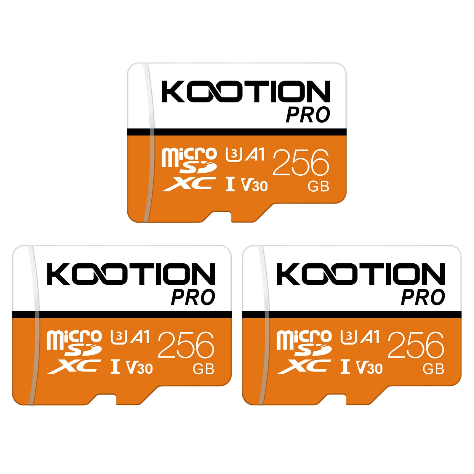 Kootion 256Gb Micro Sd Card 3Pack,Tf Card Micro Sdxc Memory Card V30 A1 App Performance High Speed Microsd Card, U3, V30, A1