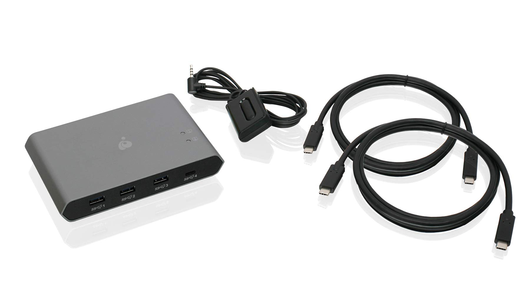 Iogear Usb-C 2 Port Switch - Transfer Files Between Pc & Mac Os X - 3 Usb-A - 1 Usb-C - Switch Method Remote - Mouse Or Hotkey -