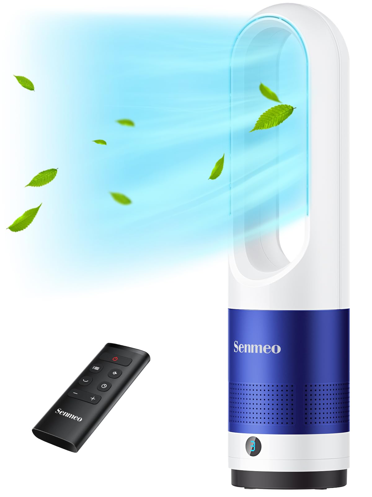 Senmeo Bladeless Fan For Bedroom, 22'' Quiet Tower Fan With Remote, 90 Oscillating Fan For Indoors With 8 Speeds, 9H Timer, Led
