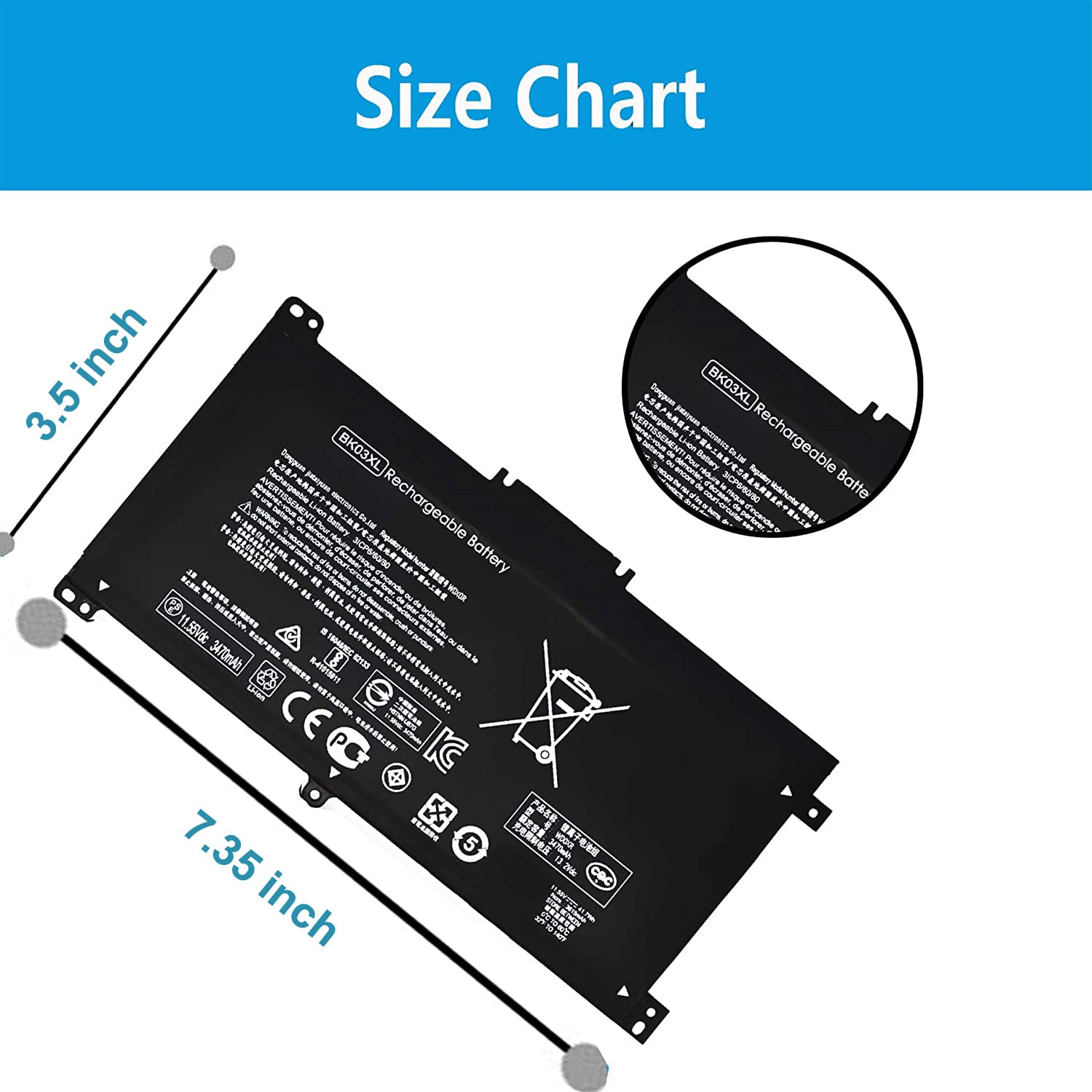 Emaks Bk03Xl Battery For Hp Pavilion X360 14 Ba000 14M Ba000:14M Ba011Dx 14M Ba013Dx 14M Ba015Dx 14M Ba114Dx 14 Ba253Cl 14 Ba125