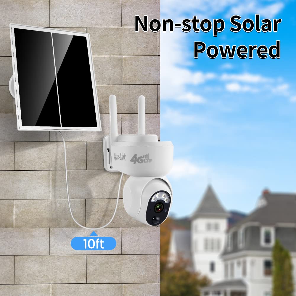 Vyze Link 4G Cellular Security Camera With Sim Card, Outdoor Solar Lte Cameras With Night Vision, 1080P Live Video, Motion Activ
