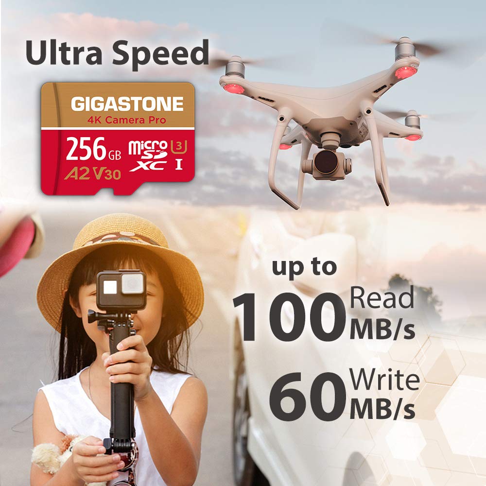 [5 Yrs Free Data Recovery] Gigastone 256Gb Micro Sd Card, 4K Camera Pro, A2 V30 For Smartphone, Gopro, Action Cams, 4K Uhd Video