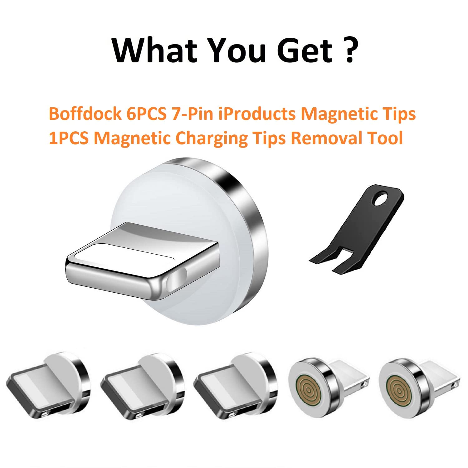 Boffdock 7 Pin I Products Magnetic Tips,6Pcs 7Pin Fast Magnetic Connector Tips For Iproducts Devices Without Usb Cables