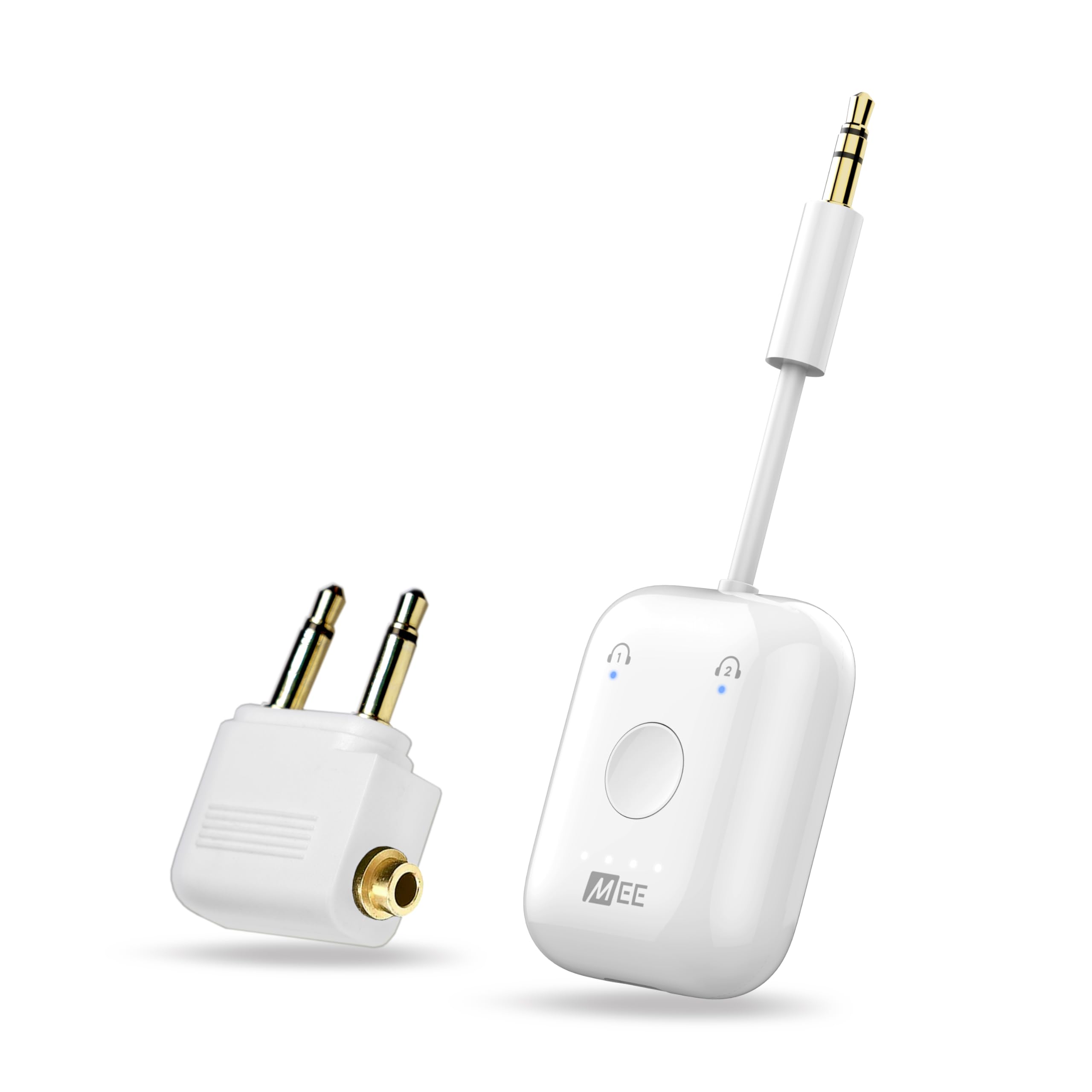 MEE audio Connect Air in-Flight Bluetooth Wireless Audio Transmitter, with Extra Dual 3.5mm Jack AUX Adapter, for up to 2 AirPod