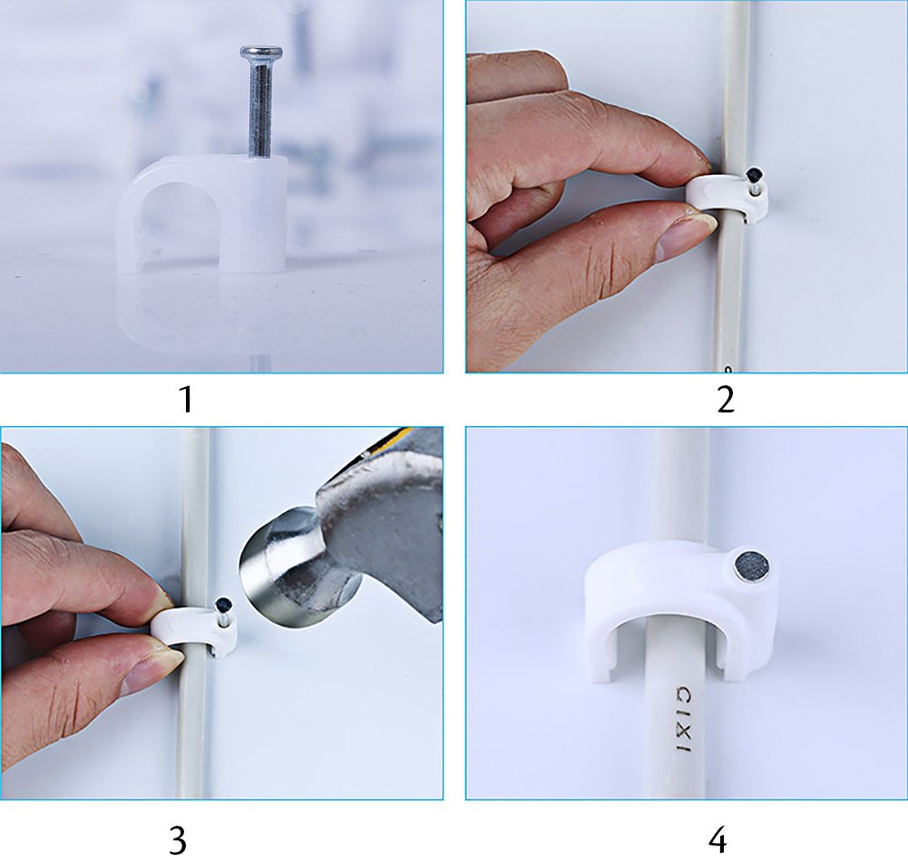 Darller 200 Pack Nail In Cable Clips Ethernet Cable Nails Tacks Clips 7Mm For Cat6 Cable   White