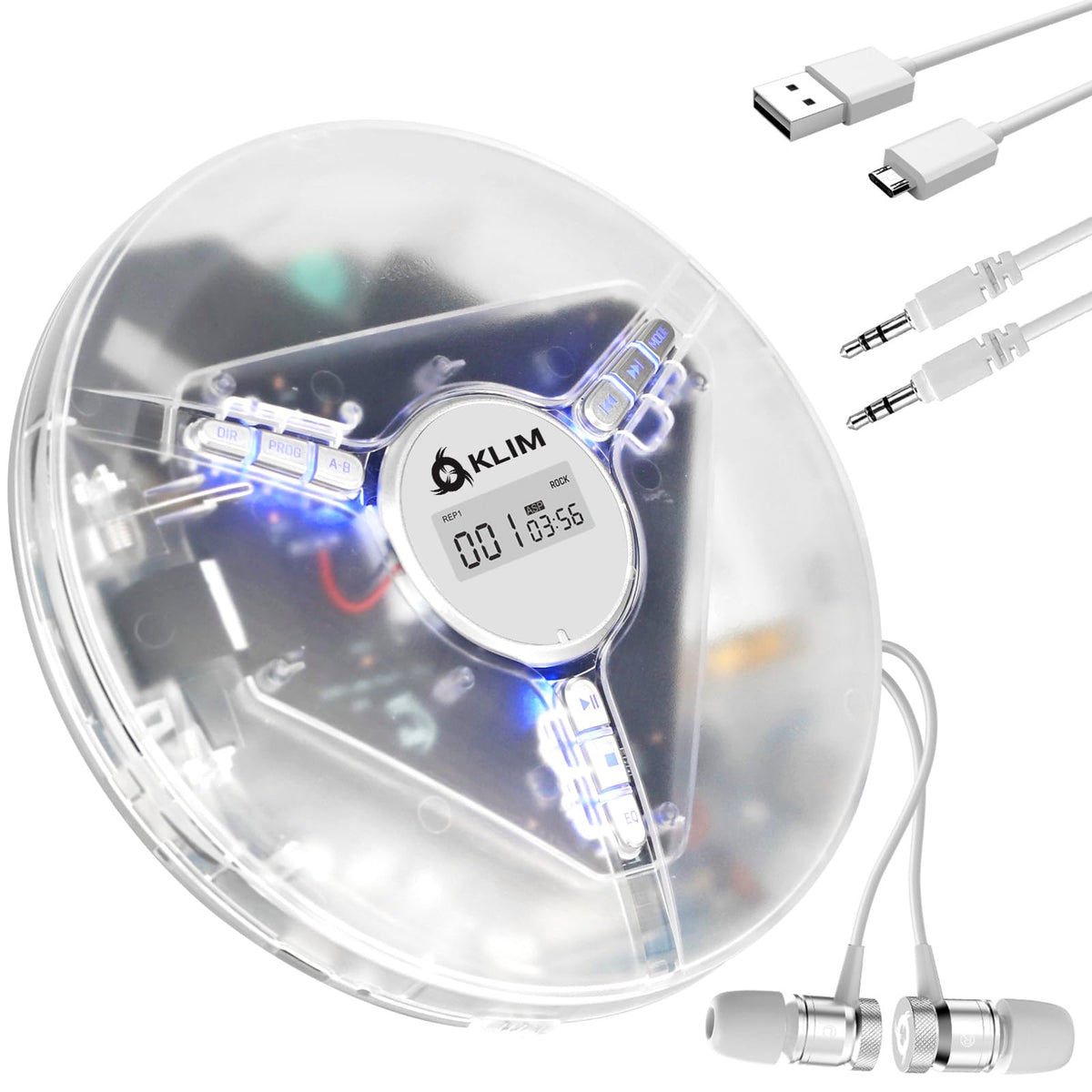 Klim Discman Portable Cd Player With Headphones, Built In Battery   New 2024   Cd Players For Home, Car   Compatible W/Sd Card C