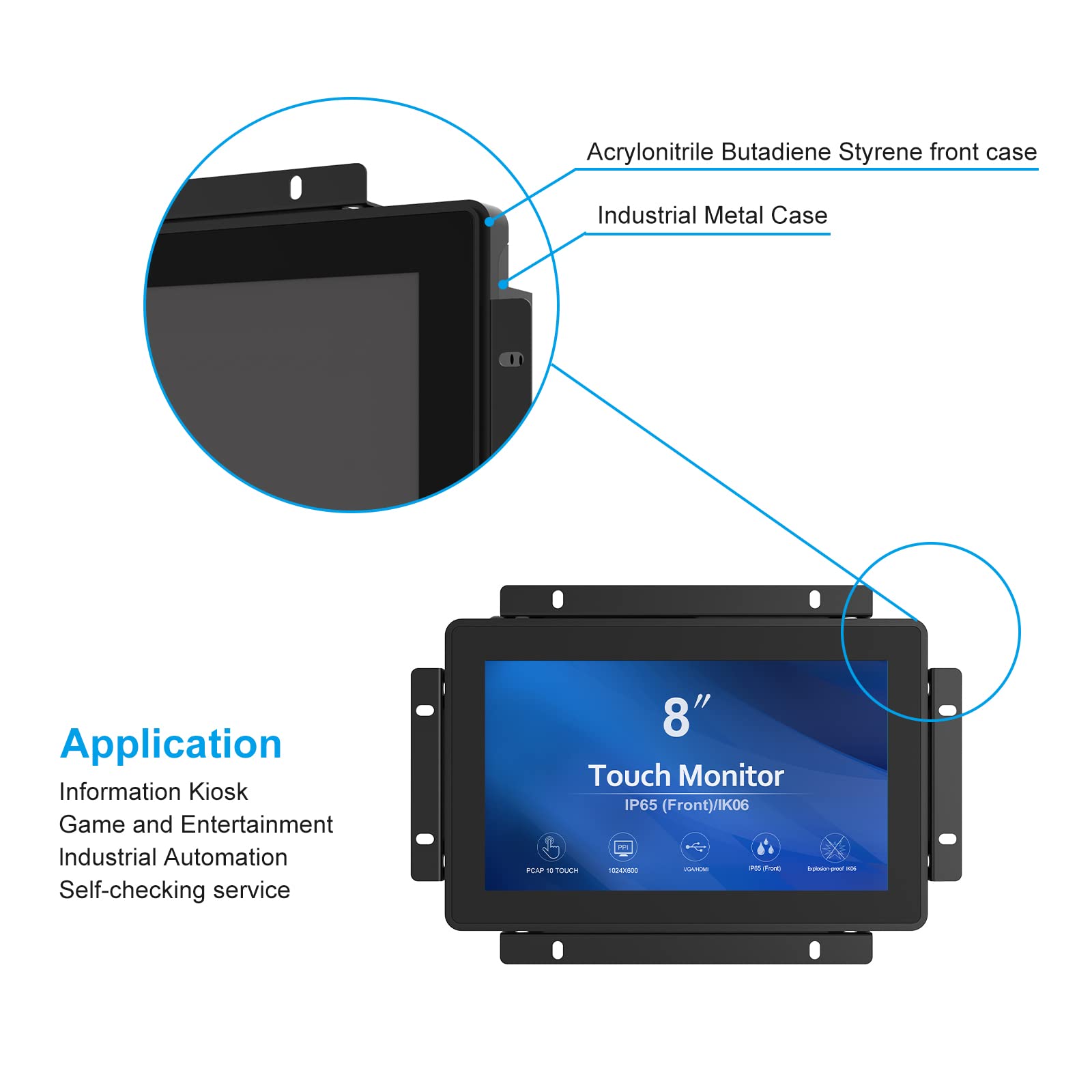 Greentouch 8 Inch Open Frame 1024X600 Hdmi Pcap Touch Monitors For Consumer, Retail Pos, And Hospitality Markets