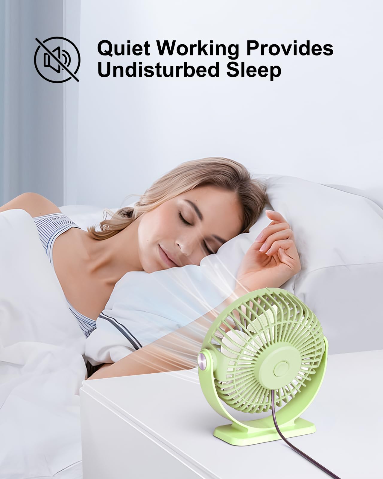 Tripole Small Desk Fan Usb Powered Personal Fan Strong Airflow 3 Speeds Mini Fan 360Rotation Portable Fan 5.1 Inch Quiet Table F