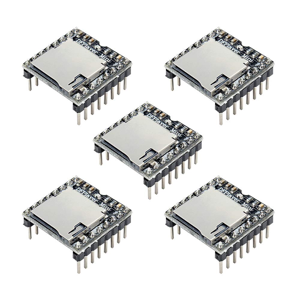 Aideepen 5PCS DFPlayer Mini Mp3 Player Board Module Voice Decode Board Support TF Micro SD Card U Disk Audio Music