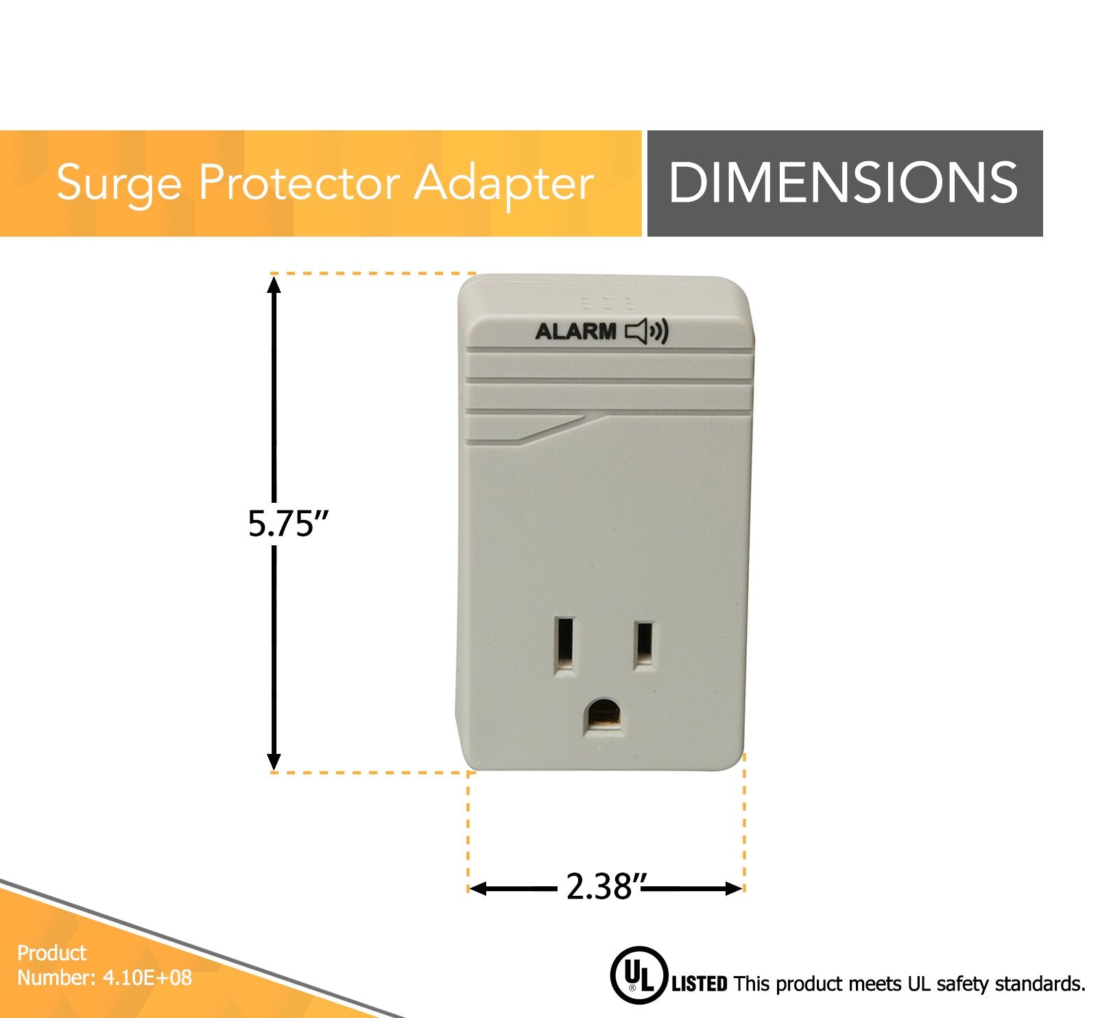 Woods Surge Protector Adapter For 900 Joules Of Protection With One 3 Prong Outlet And Surge Protection Alarm (Wall Mounted, Light Grey)
